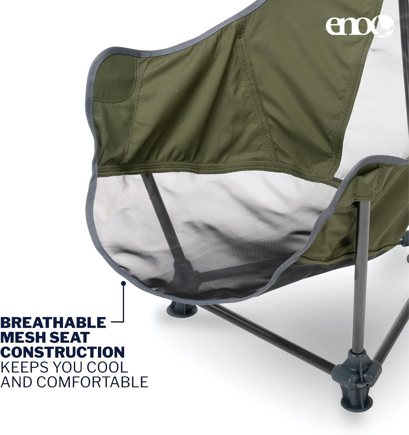 Olive Green Aluminum Frame Camping Lounger with Mesh Seat