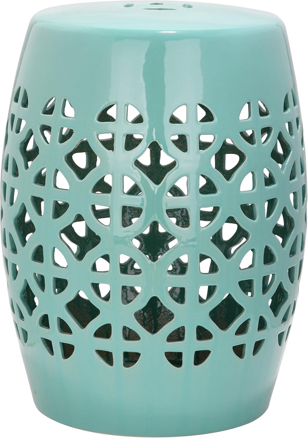Circle Lattice Garden Stool - Indoor/Outdoor - ACS4508 - Blue - Safavieh