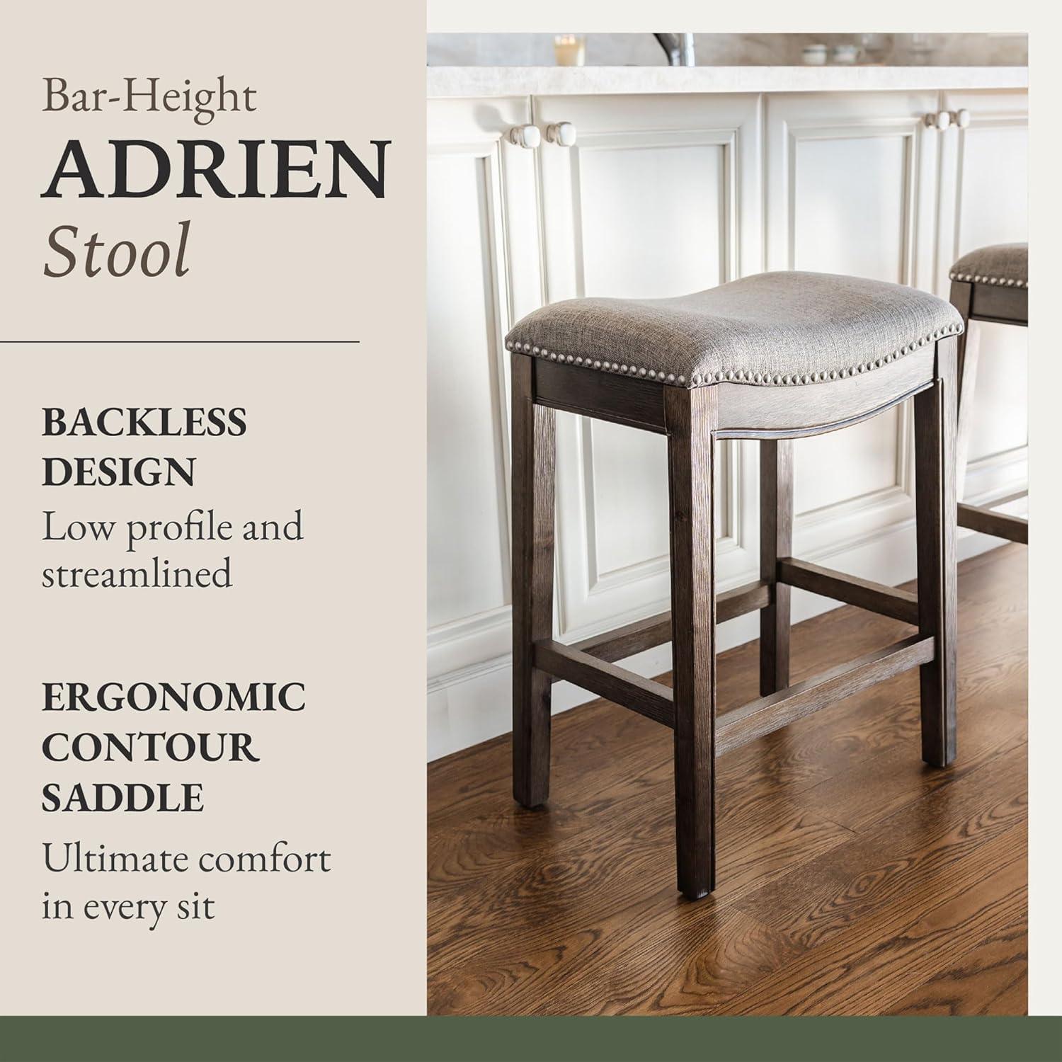 Maven Lane Adrien Upholstered Backless Saddle Kitchen Stool, Set of 2