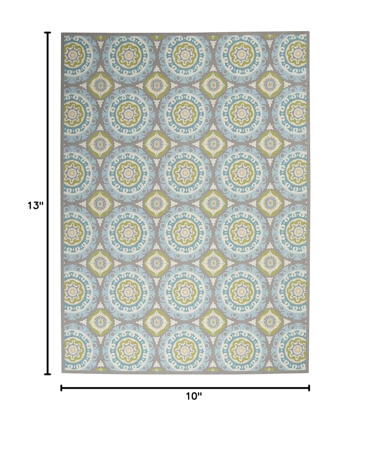 Waverly Sun & Shade "Solar Flair" Jade Indoor/Outdoor Area Rug by Nourison SND16 4'3" x 6'3"
