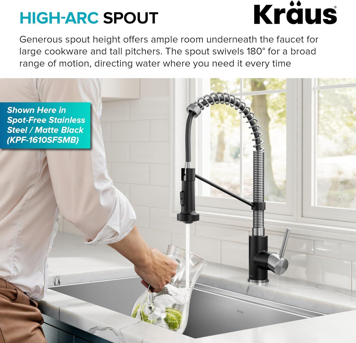 KRAUS Bolden Commercial Style 2-Function Single Handle Pull Down Kitchen Faucet