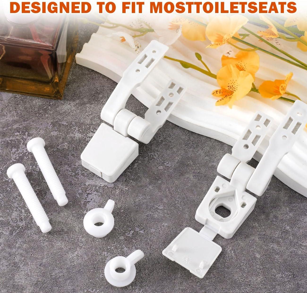 2Pcs Toilet Seat Hinge Includes Plastic Bolts Kit Fits Most plastic Toilet Seat Covers