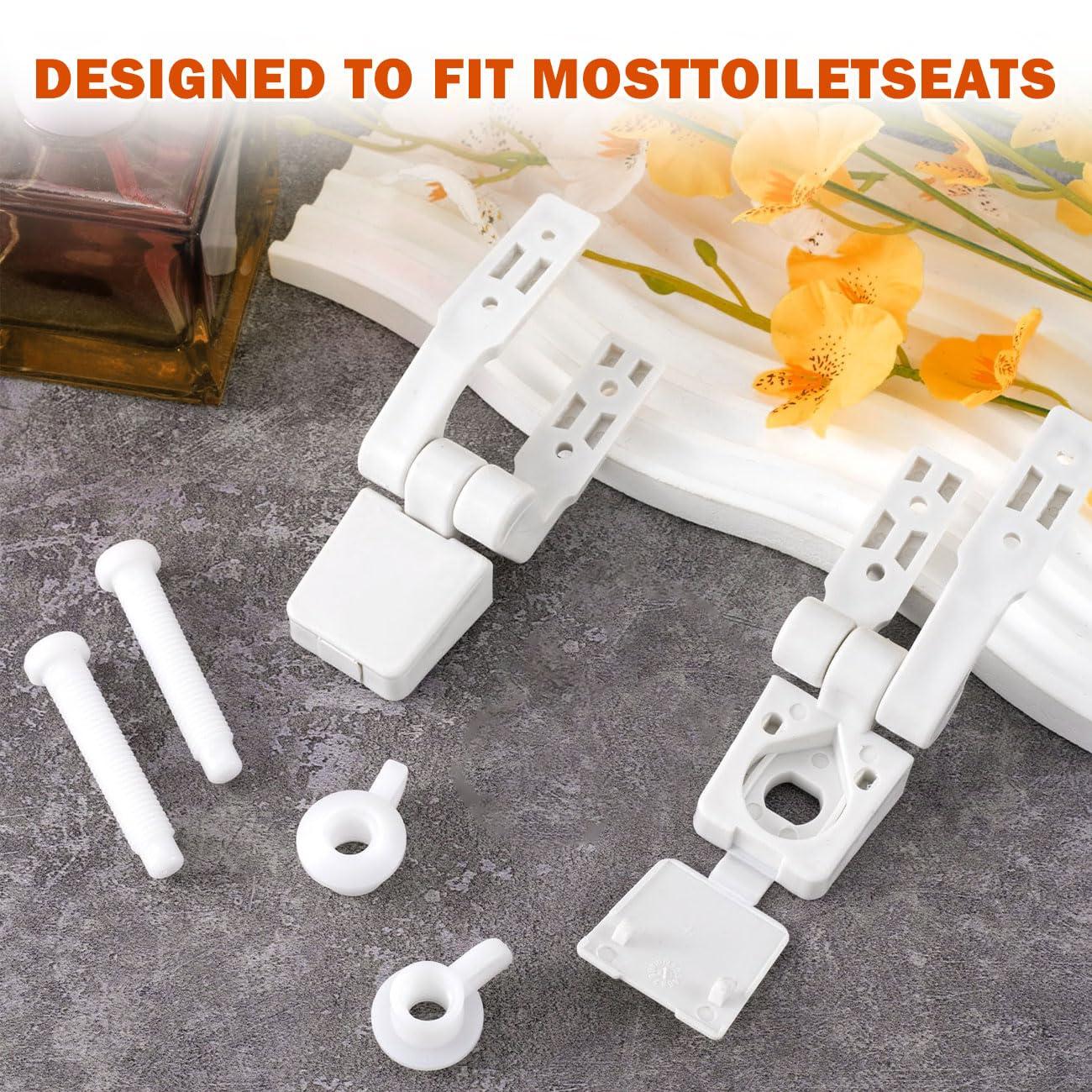2Pcs Toilet Seat Hinge Includes Plastic Bolts Kit Fits Most plastic Toilet Seat Covers