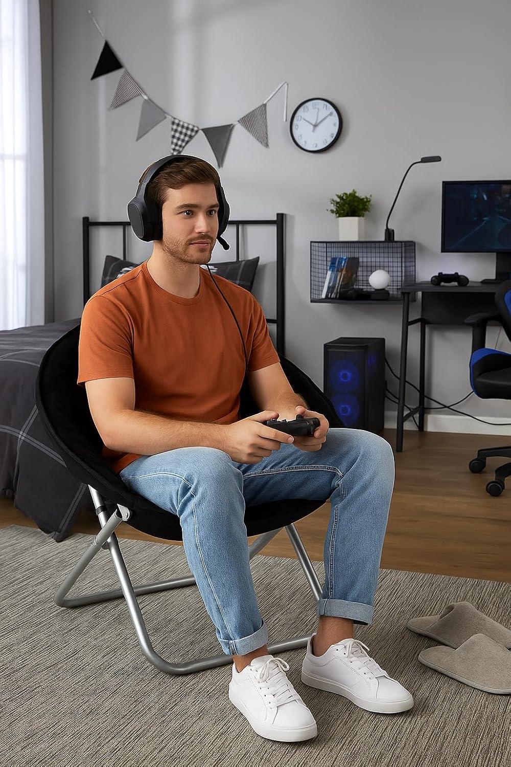 Mainstays Large Super Soft Microsuede 30" Adult Saucer Chair, Black