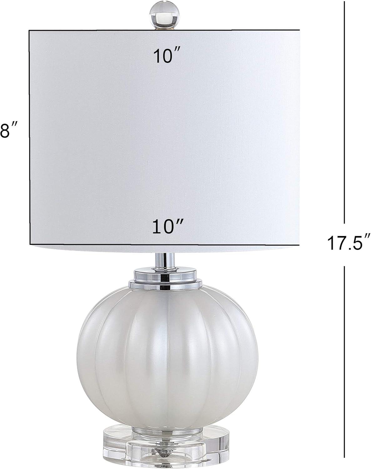 Iridescent Ivory 17.5" Glass Table Lamp with White Silk Shade