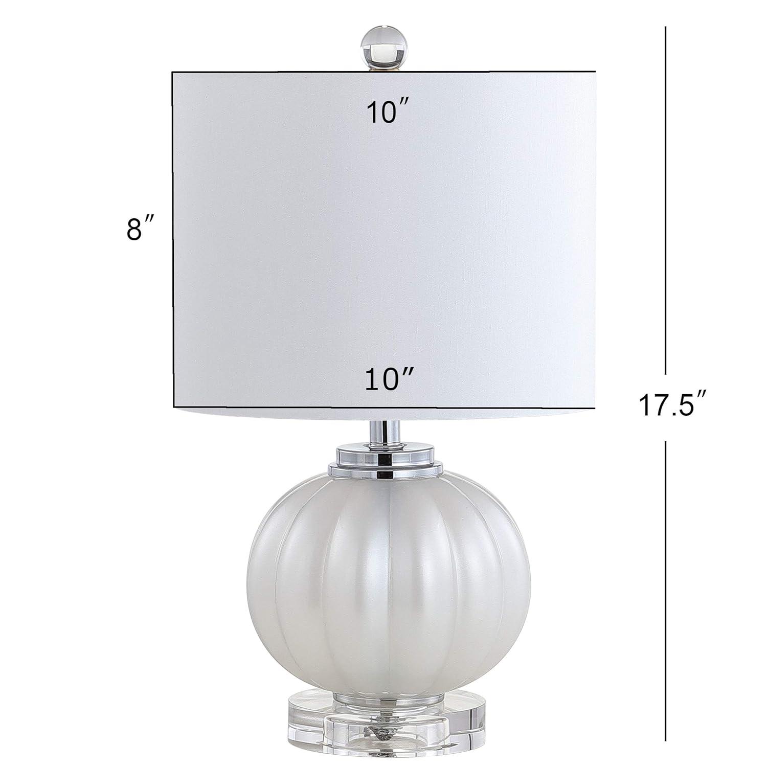 JONATHAN Y JYL2076A Pearl 17.5" Glass/Crystal LED Table Lamp, Glam, Contemporary, Transitional for living room, dinning room, bedroom, office Bulb Included, White/Chrome