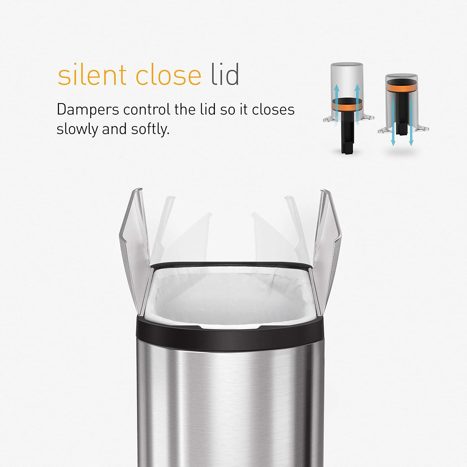 Simplehuman 10 Liter Butterfly Lid Bathroom Trash Can, Brushed Stainless Steel