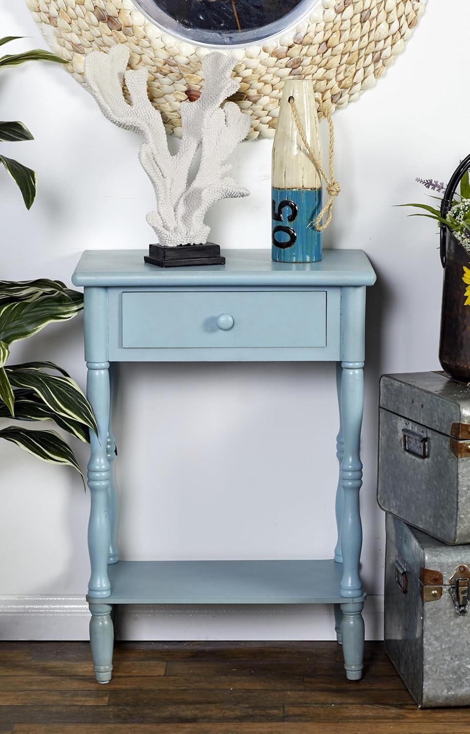 Wood Traditional Accent Table Gray/Blue - Olivia & May