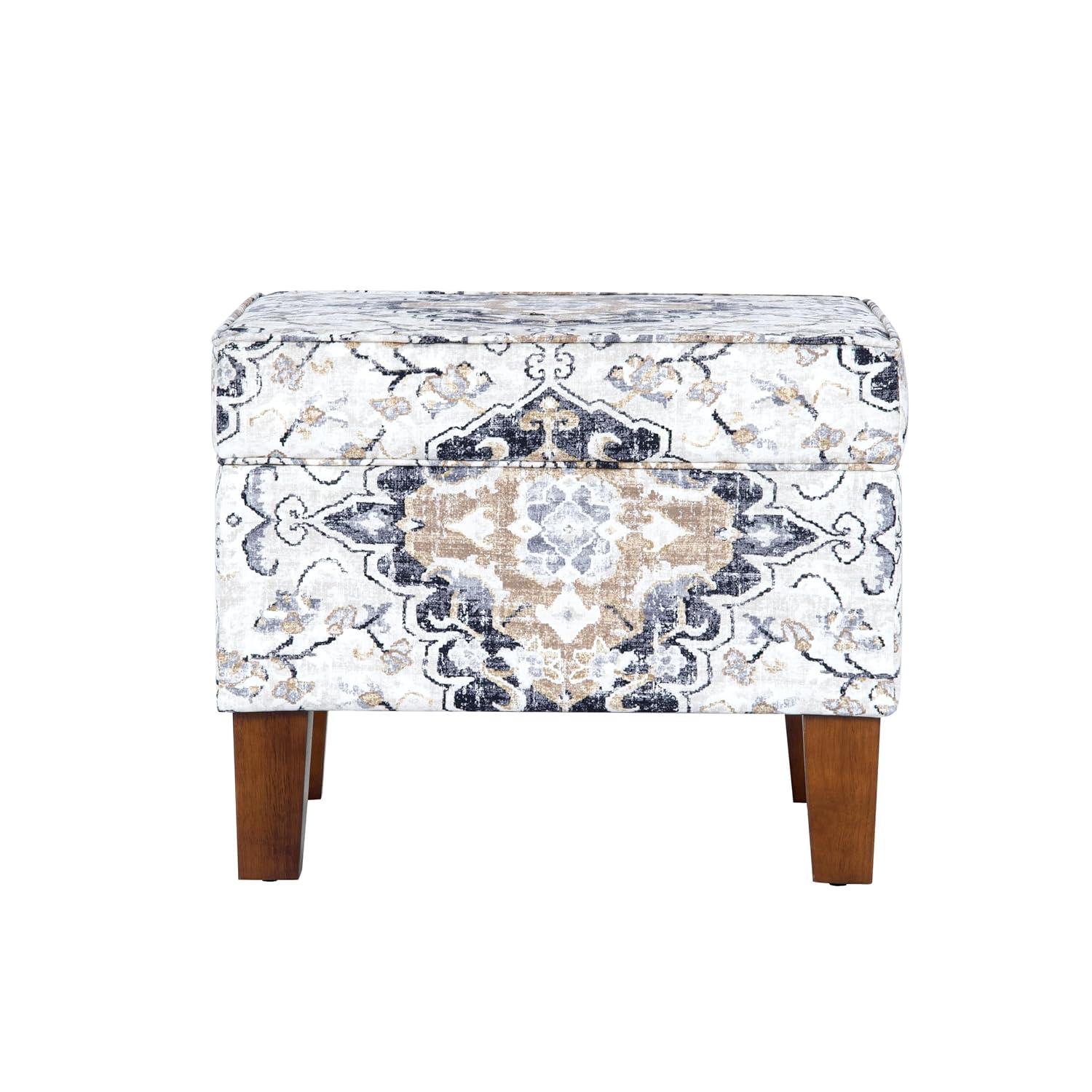 Medium Storage Ottoman Black - HomePop: Hinged Lid, Cotton Upholstery, Hardwood Frame