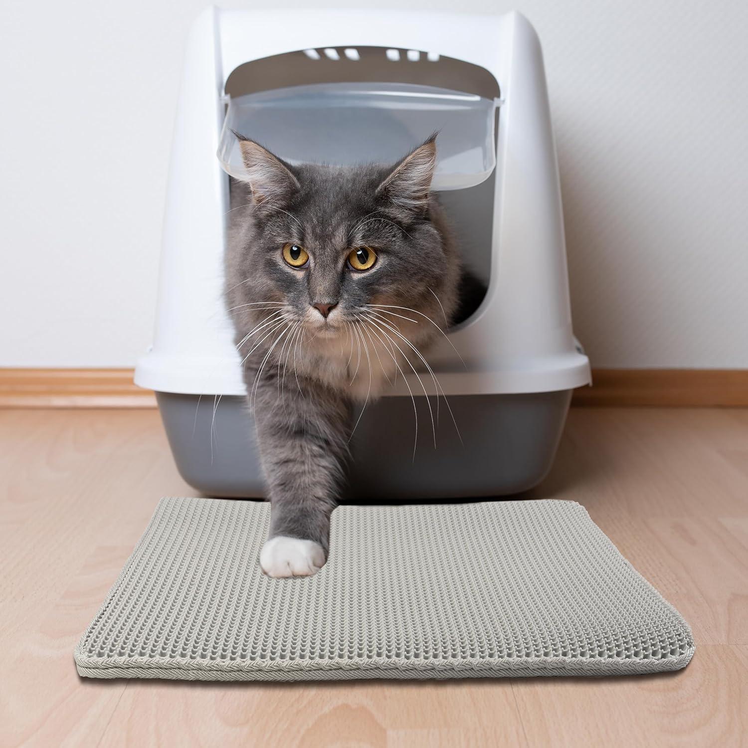 PETMAKER 24x15-Inch Double-Layer Waterproof Cat Litter Mat (Gray)