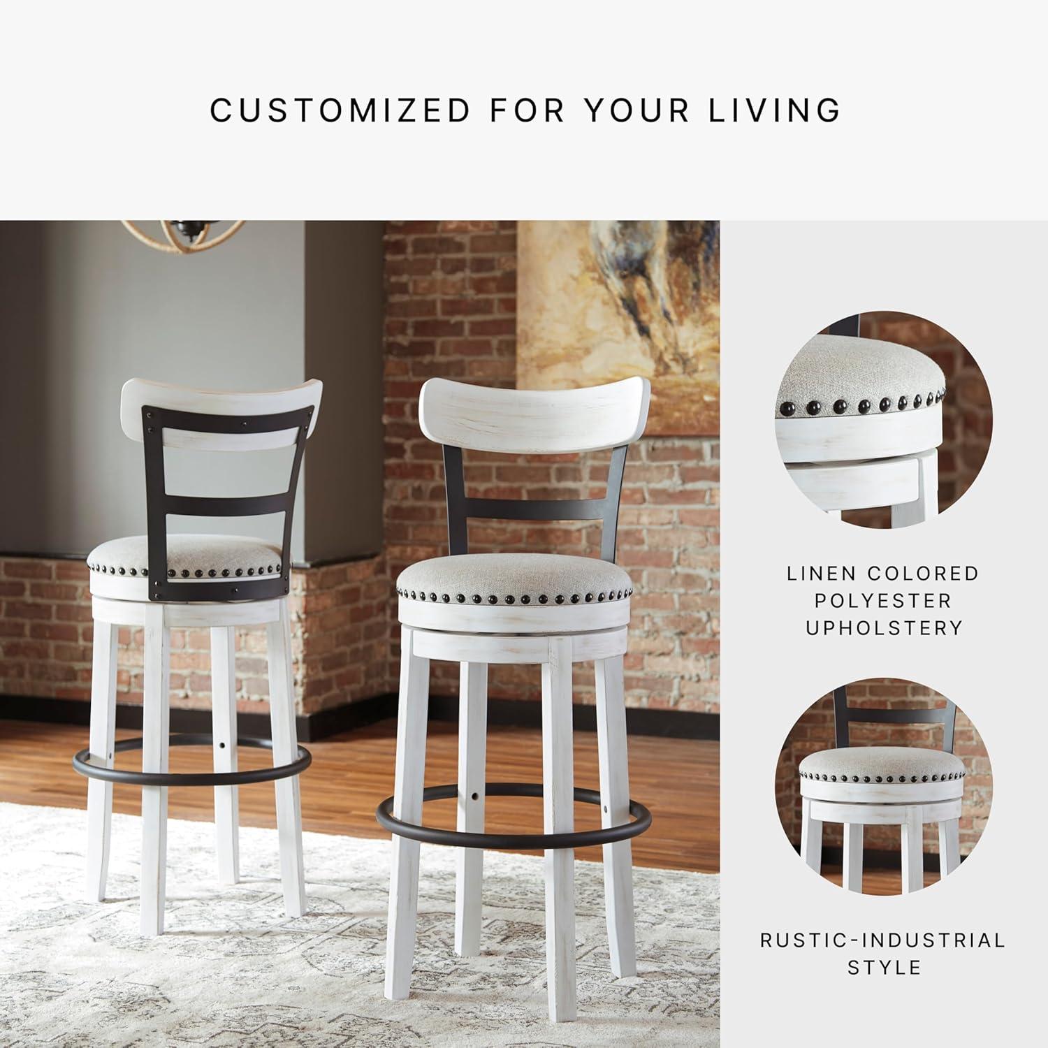 Gracie Oaks Design by Ashley Valebeck Modern Swivel Counter Height Barstool, Whitewash