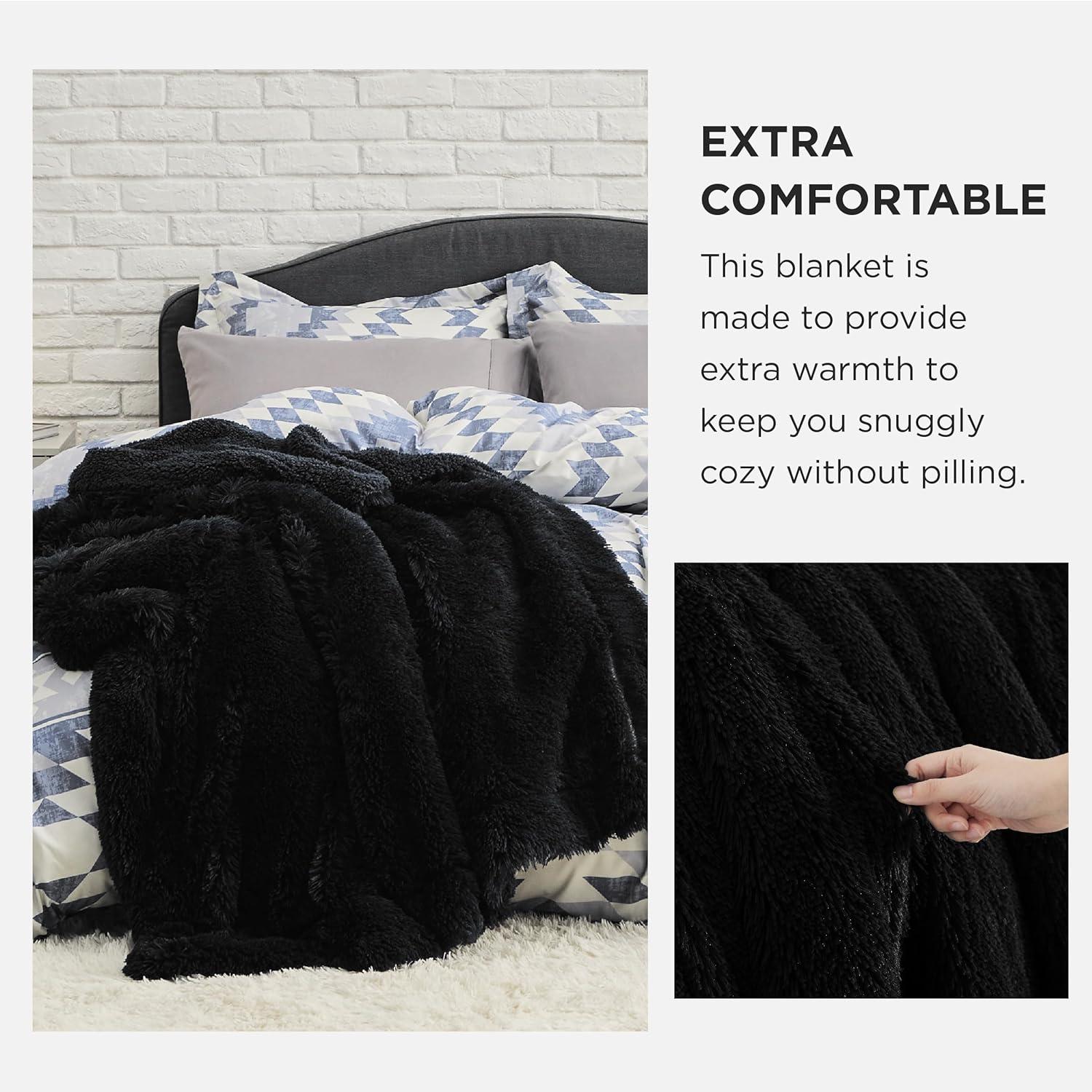 Soft Black Throw Blanket for Couch, Fluffy Fuzzy Blankets & Throws for Bed, Sofa, Cozy Plush Sherpa Fleece Faux Fur Blanket, Thick Warm Christmas Blanket Gifts for Women, Men, 50x60