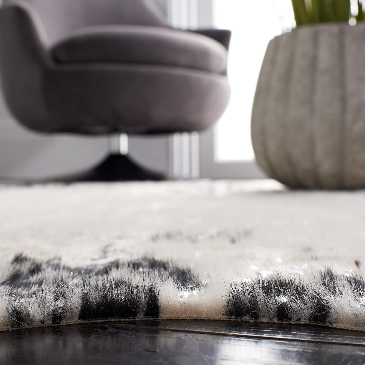 Faux Cowhide FCH207 Power Loomed Indoor Area Rug - Beige/Black - 6'x8' - Safavieh