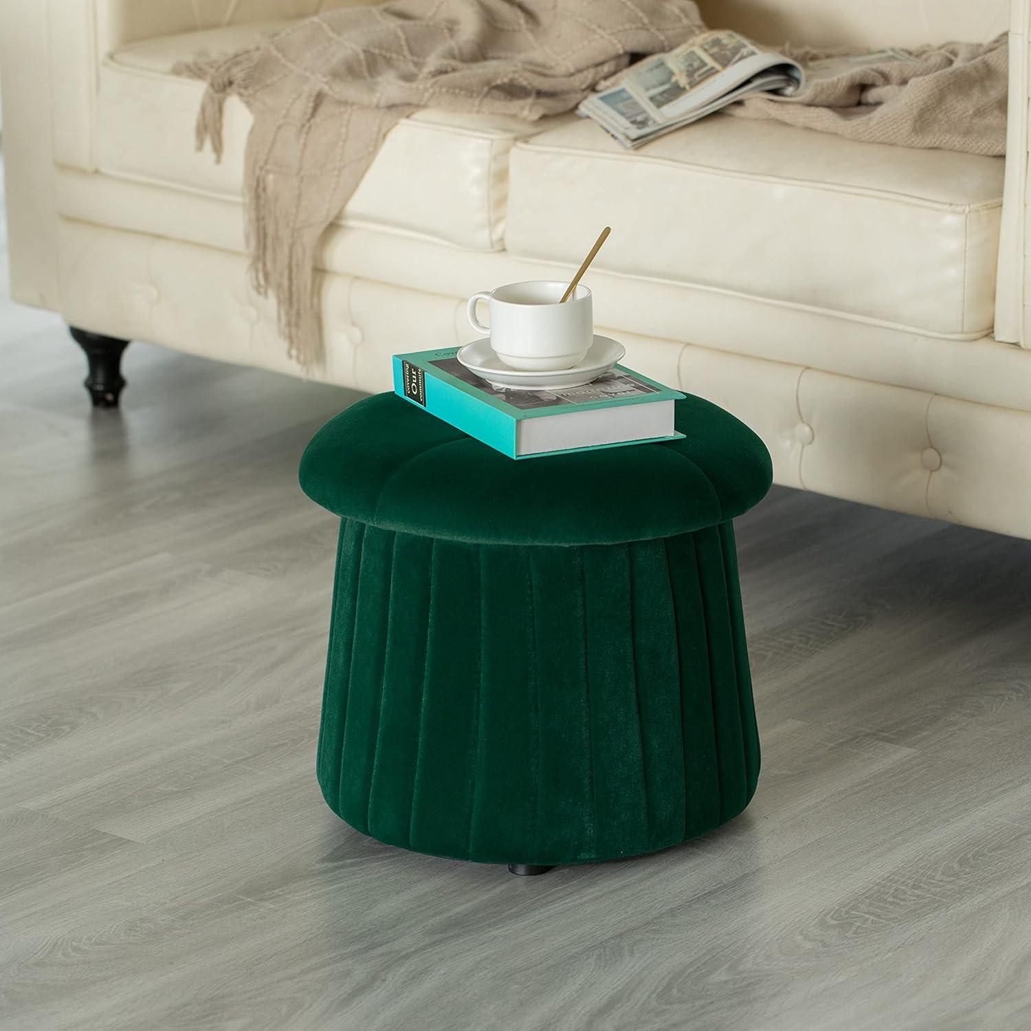 Modern Tufted Velvet Mushroom Shape Storage Ottoman Storage Stool Trunk