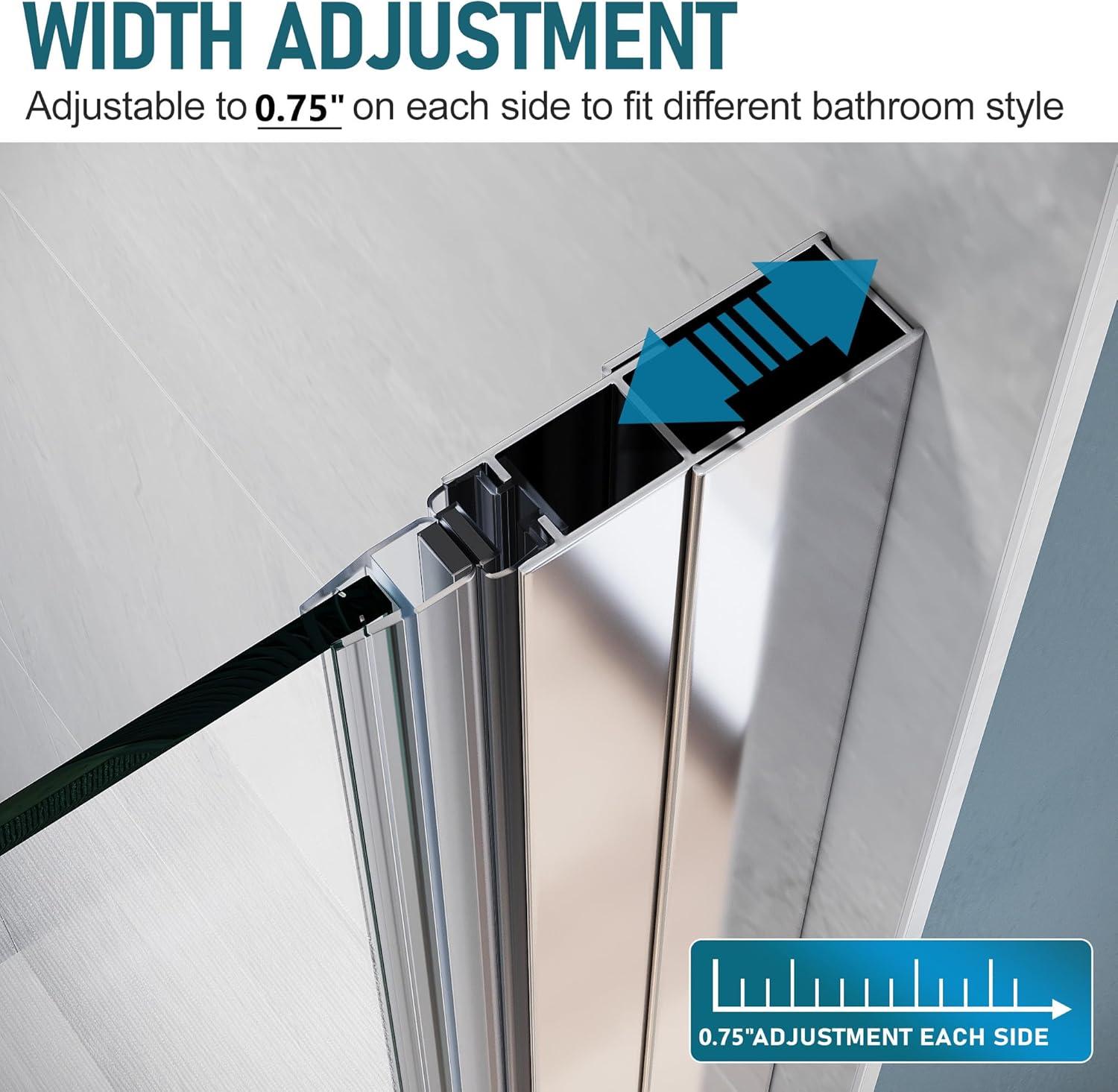 Elegant  Double Sliding Shower Door in Matte Black Finish with 1/4 inch Clear Shower Tempered Glass Panel Tub Door Black 54''W x 72''H