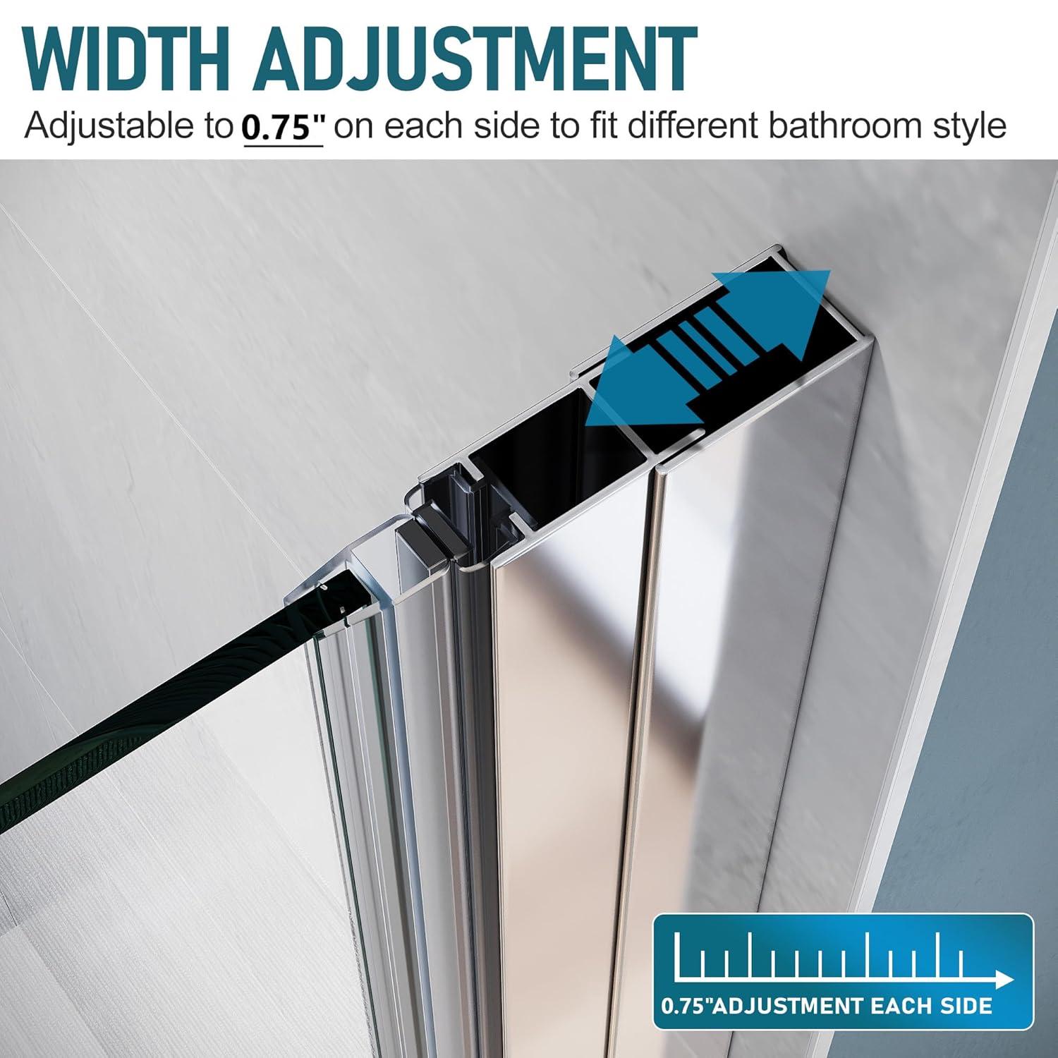 Elegant  Double Sliding Shower Door in Matte Black Finish with 1/4 inch Clear Shower Tempered Glass Panel Tub Door Black 54''W x 72''H