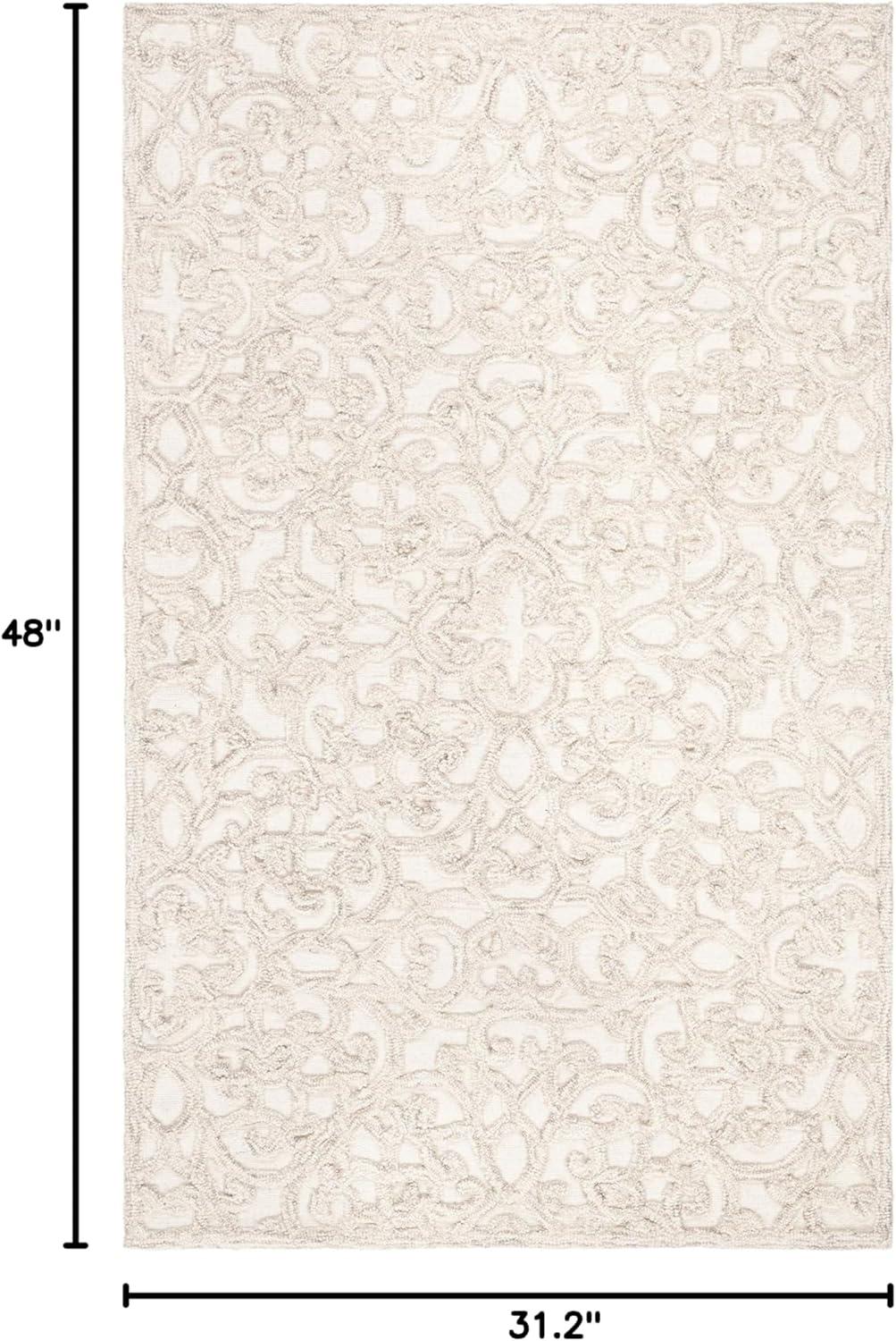 SAFAVIEH Trace Bryan Geometric Floral Wool Area Rug, Camel/Ivory, 2'6" x 4'