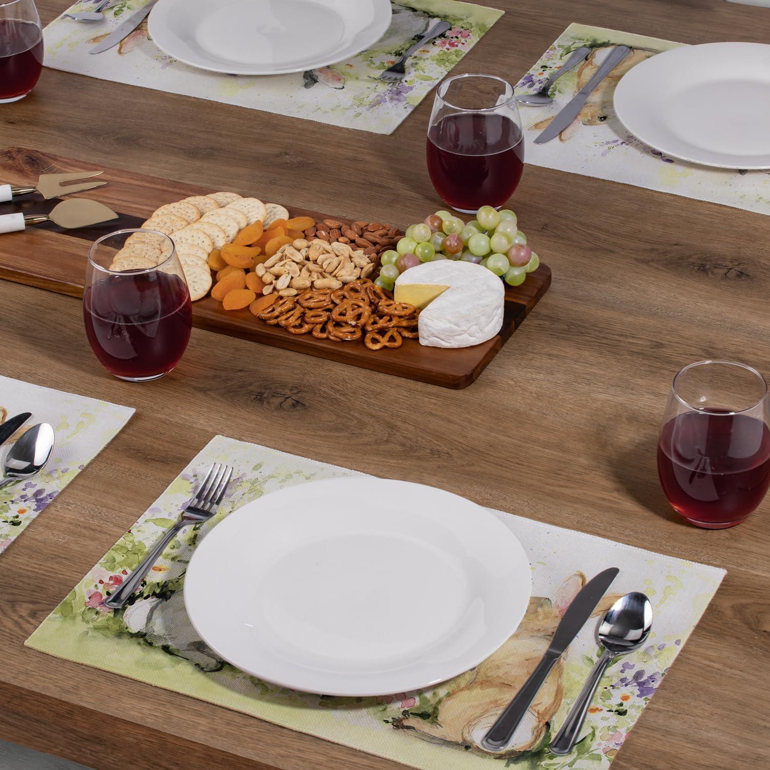 Highland Home "Bunny Garden" 4-Pack Cotton Blend Washable Placemats