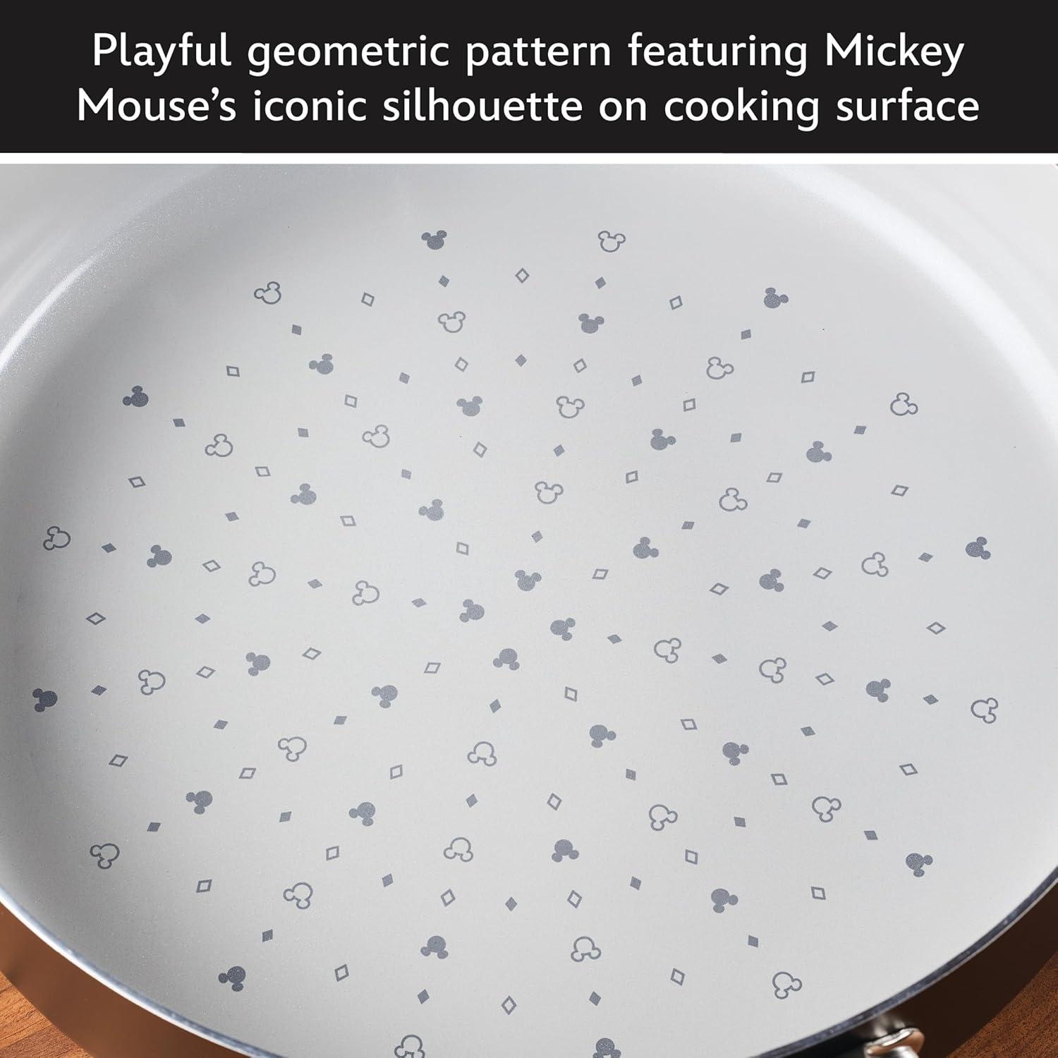 Farberware Farberware Disney Monochrome Ceramic Nonstick Sauté Pan with Lid, 4.5 Quart, Black