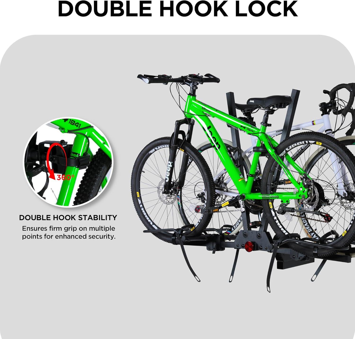 Young Electric Bike Rack 200lb Capacity Alloy Steel Hitch Mount Style for Cars Trucks SUVs RV, fits Bikes with up to 5-inch Fat Tire Carrier Rack, with 2'' Receiver