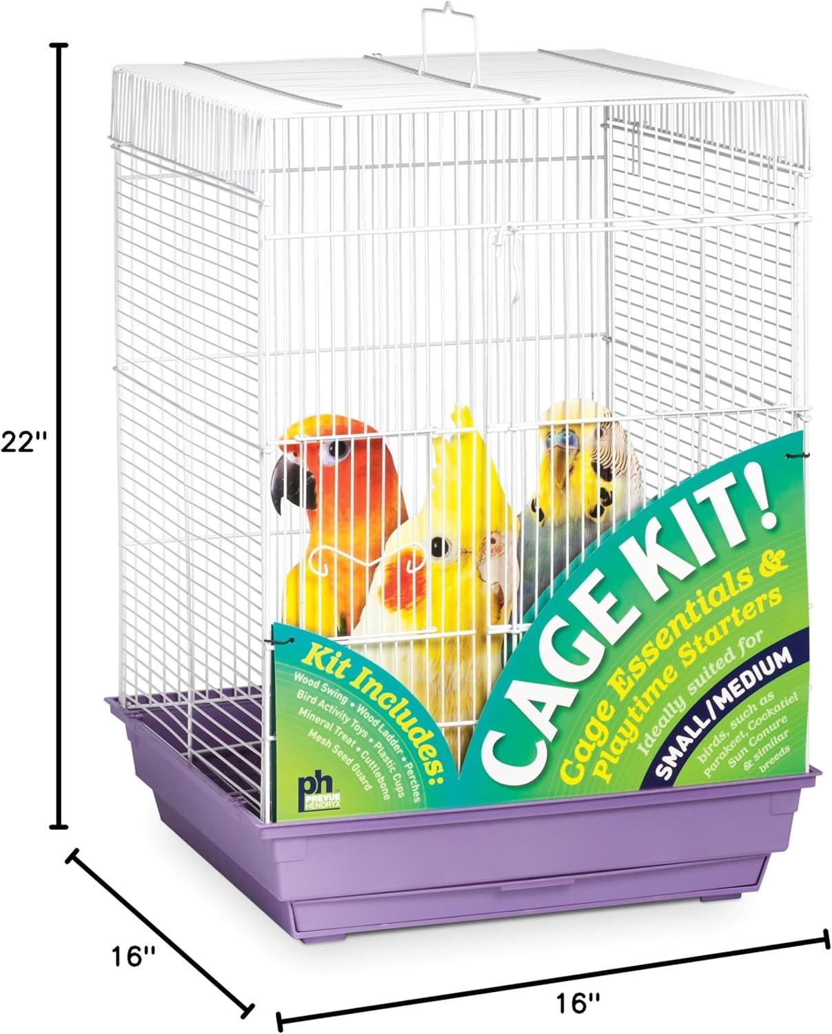 Prevue Hendryx 91210 Square Roof Bird Cage Kit, White and Purple, 5/8"