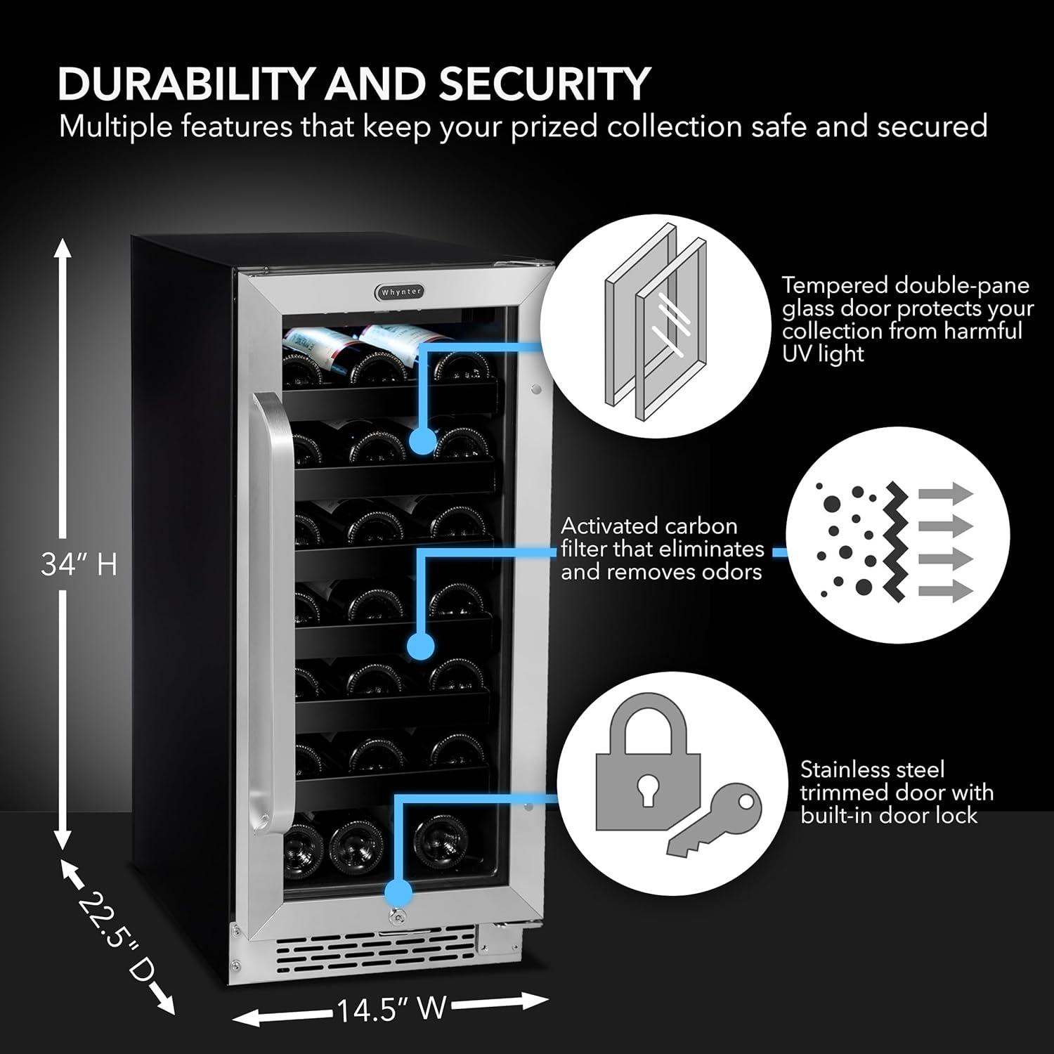 Whynter Whynter 15'' width 33 Bottle Single Zone Built-In Wine Refrigerator