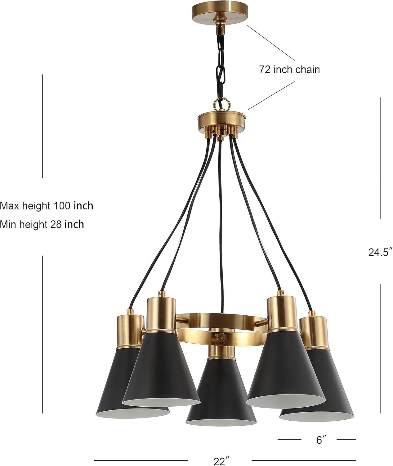 Markle 22" 5-Light Metal LED Chandelier, Black/Brass Gold