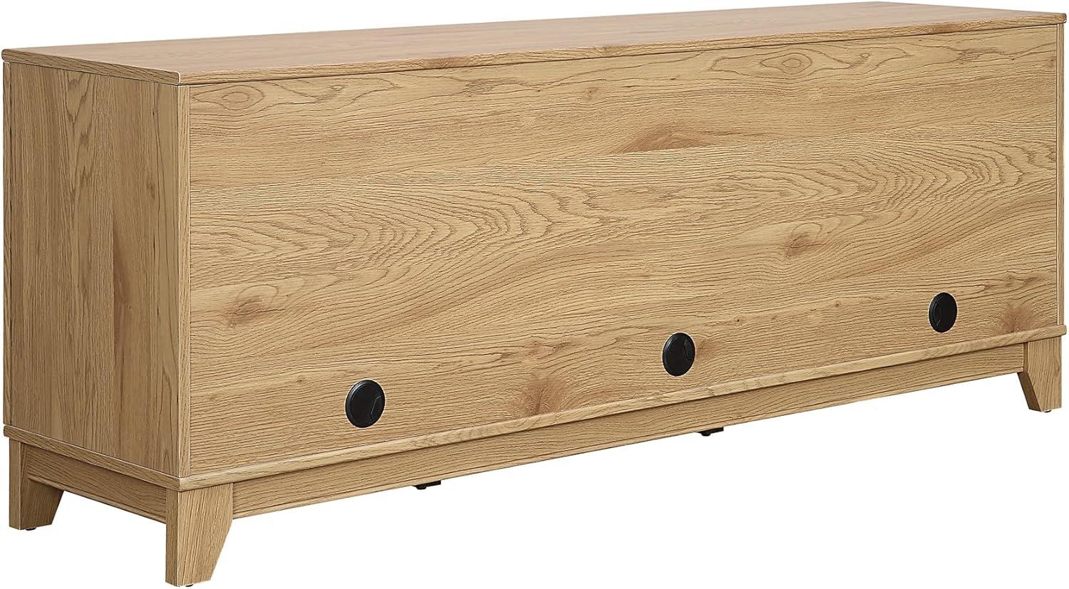 Manhattan Comfort Sheridan Modern 6 Shelf Cane TV Stand for TVs up to 55" Natural: Media Console with Cable Management