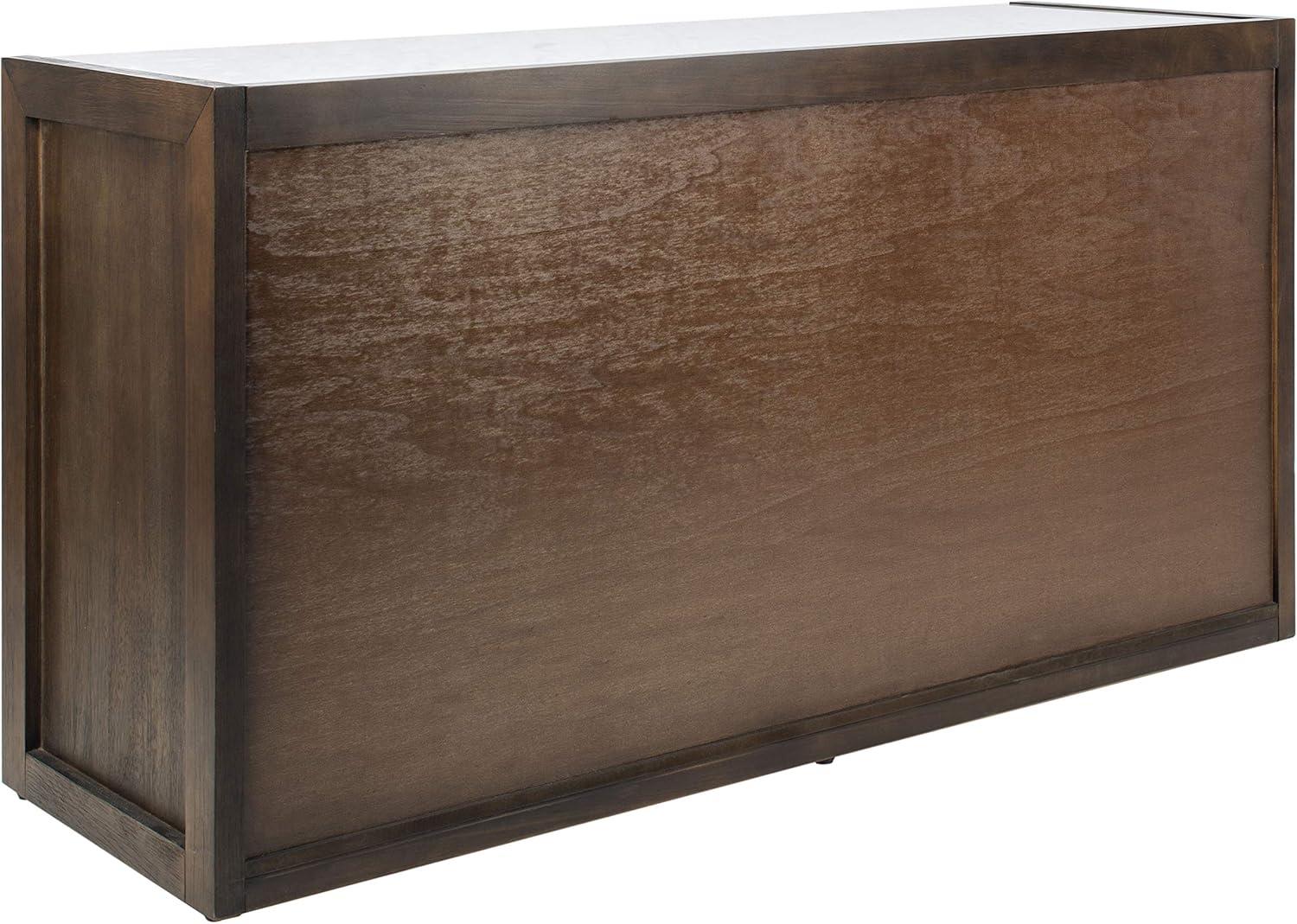 Adeline Dark Chocolate Solid Rubberwood 6-Drawer Dresser with White Marble Top