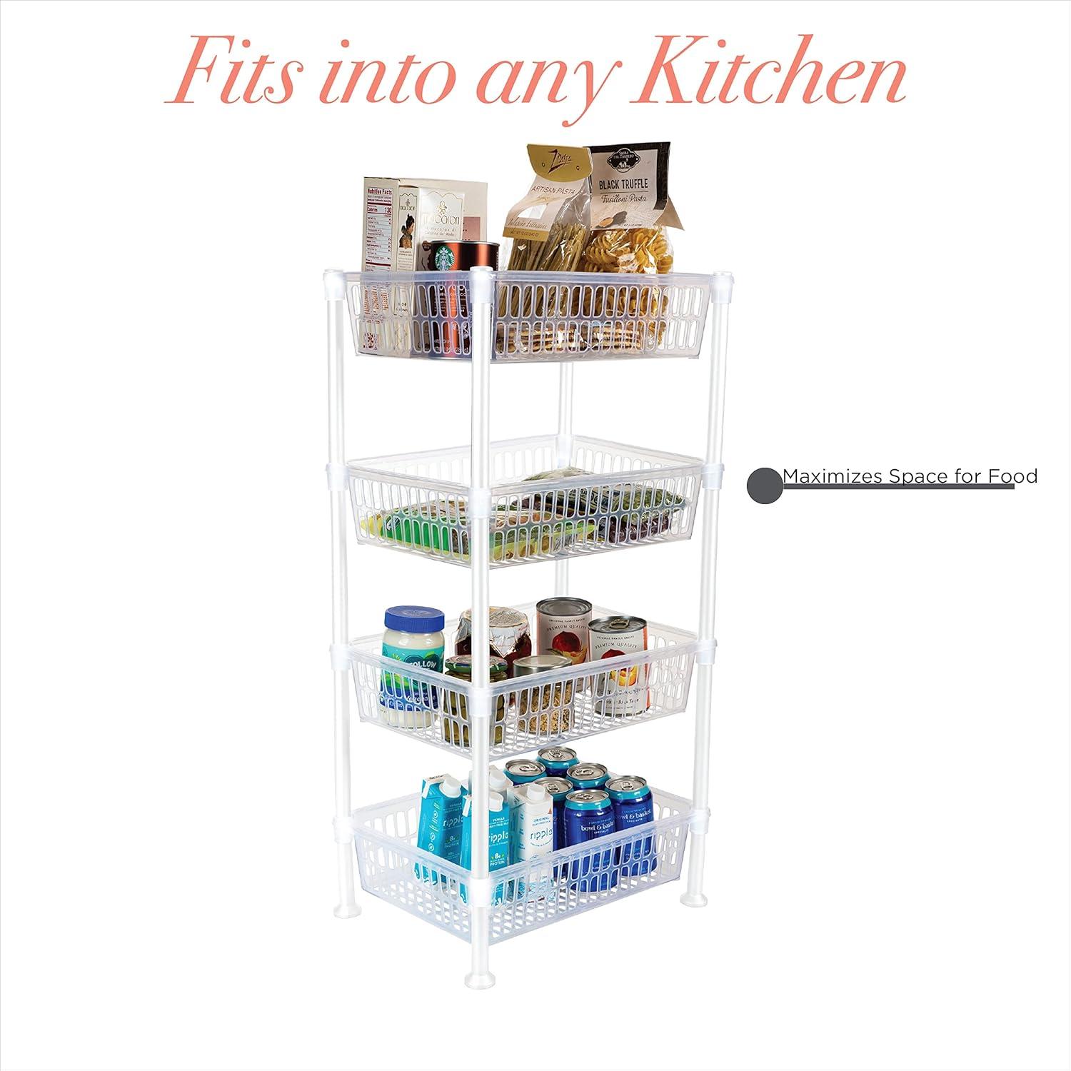 Kitchen Details Slim 4 Shelf Plastic Freestanding Shelves, White