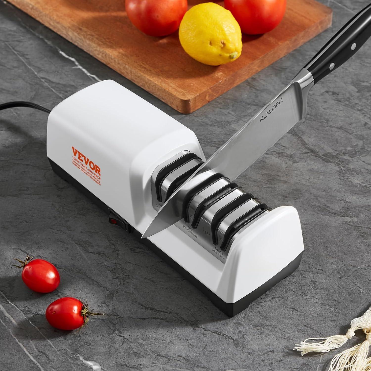 VEVOR White Electric Knife Sharpener with Diamond Abrasives