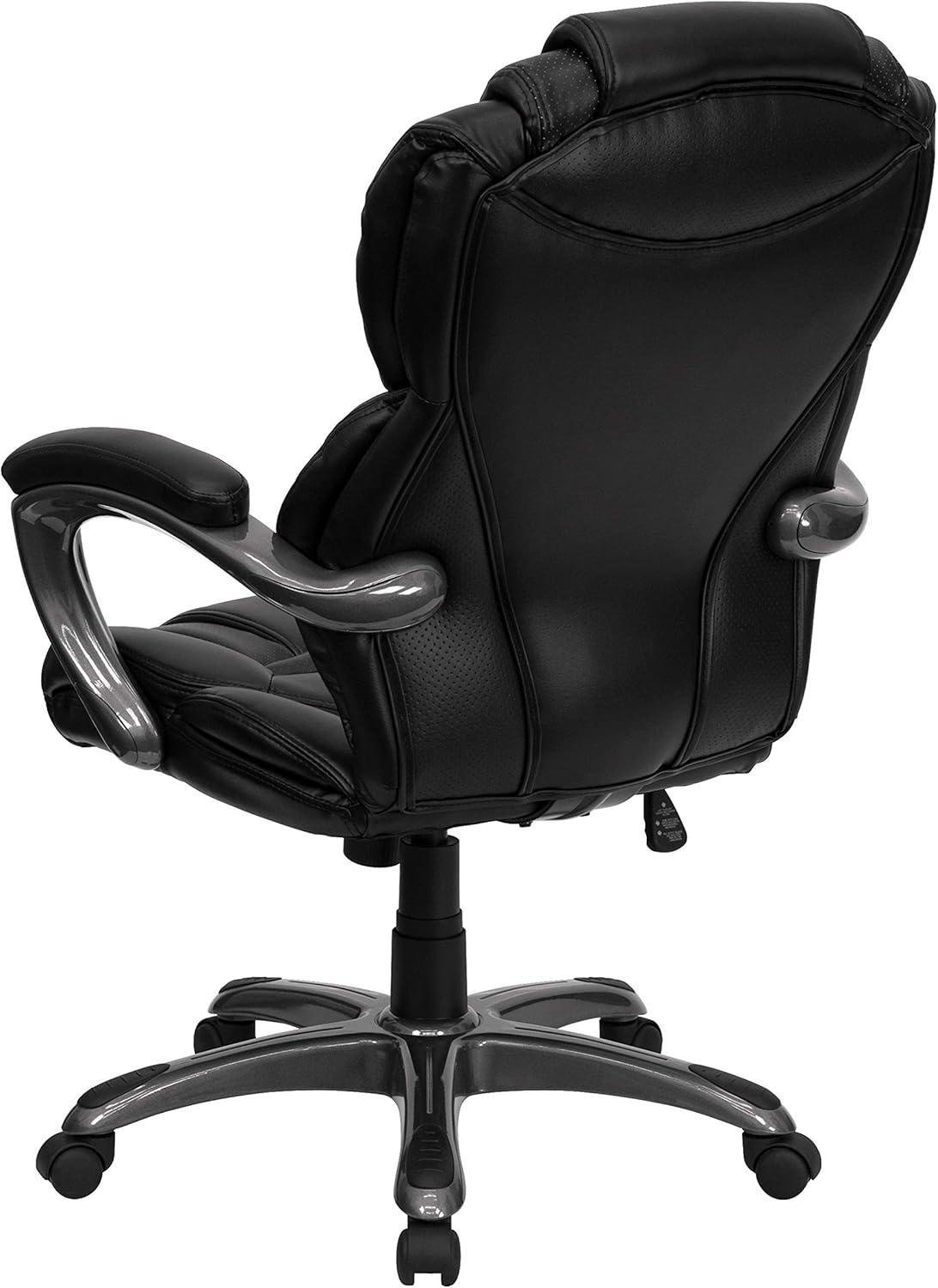 Flash Furniture High Back Black LeatherSoft Executive Swivel Ergonomic Office Chair with Arms