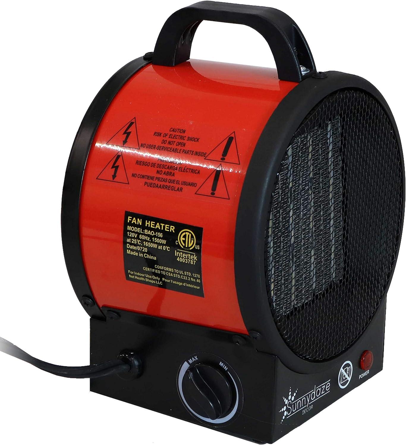 Portable Ceramic 1,500 Watt Red Electric Ceramic Space Heater with Auto-Shut Off