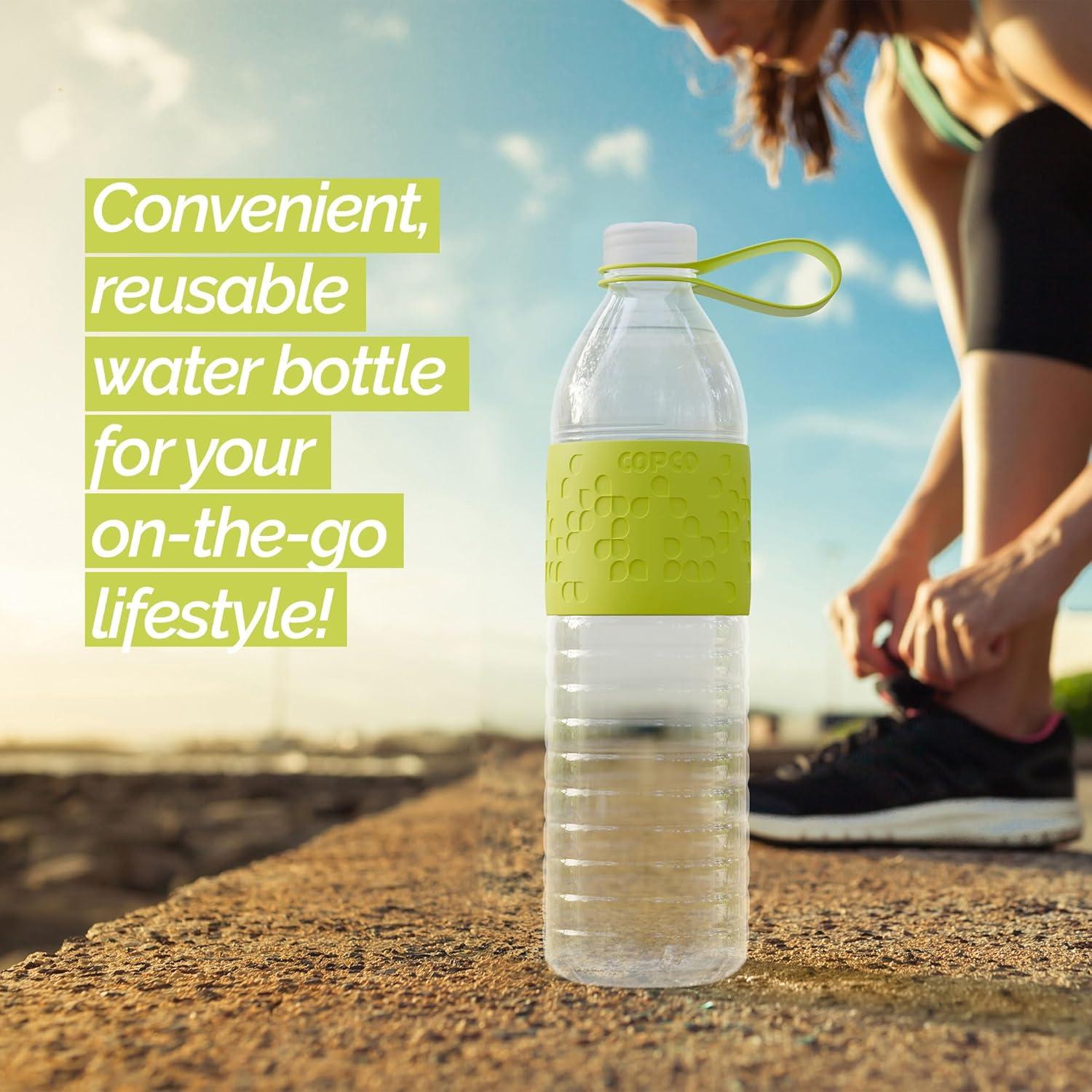 Copco Hydra Sports Water Bottle 20 Ounce Non Slip Sleeve BPA Free Tritan Plastic Reusable - Green 2510-2193