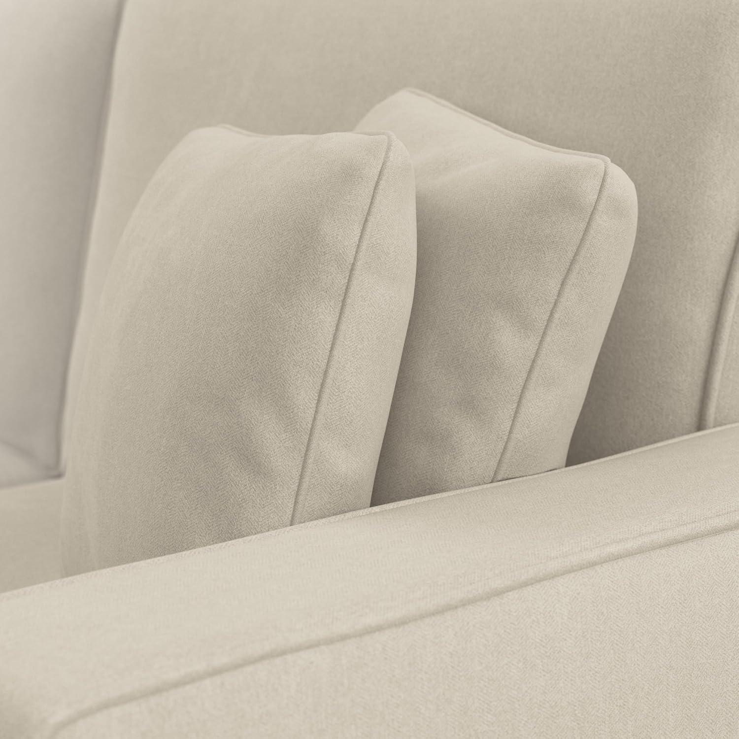 Stockton 87W L Shaped Sectional Couch in Cream Herringbone Fabric