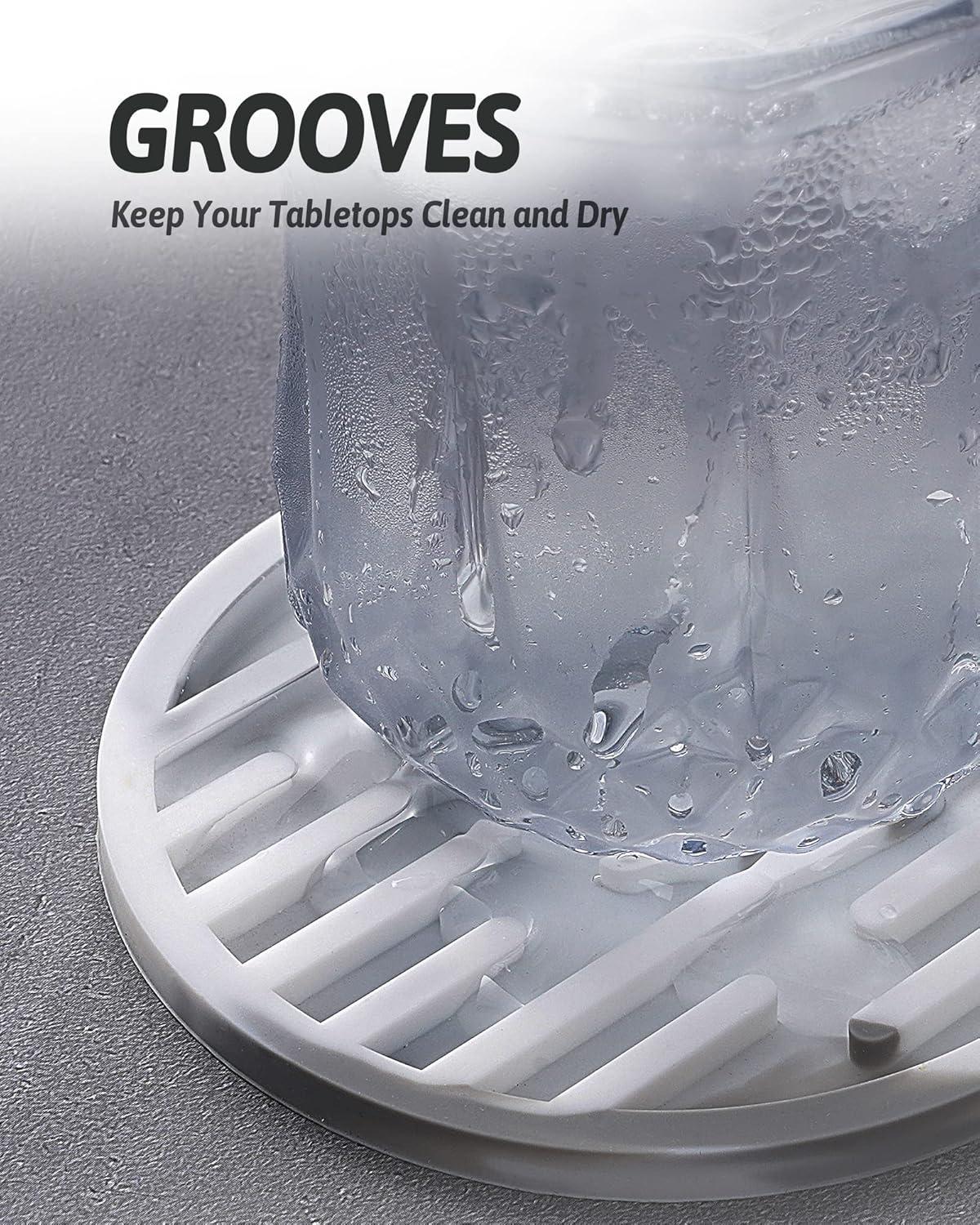 Silicone Coasters for Drinks Set of 6 with Holder - Waterproof Non-Slip Reusable Coaster Mats, Durable Cup Coasters for Table, Bar, Office, Kitchen (6-Pack), Christmas, Thanksgiving Gifts