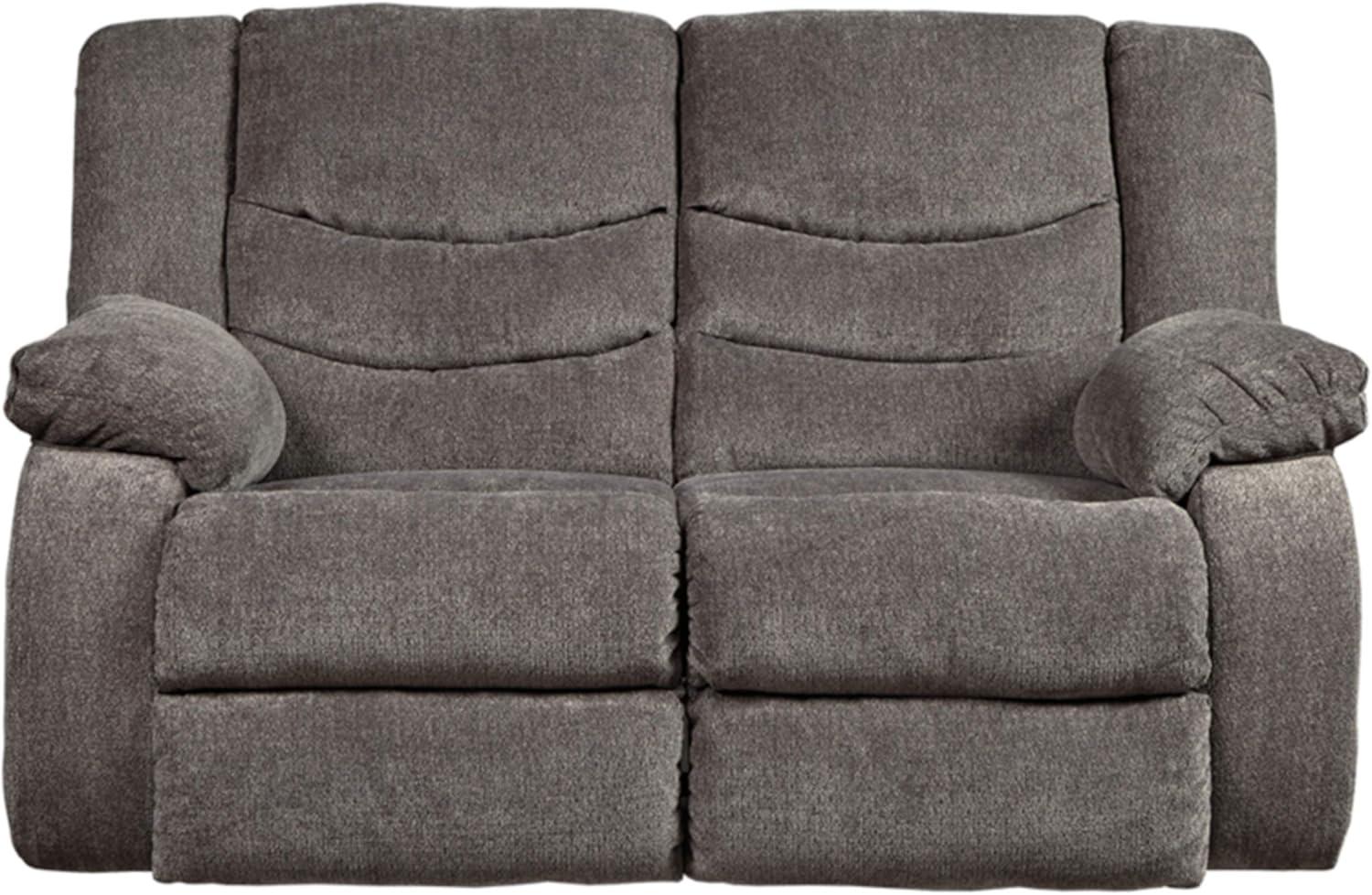 Gray Fabric Manual Reclining Loveseat with Pillow-top Arms