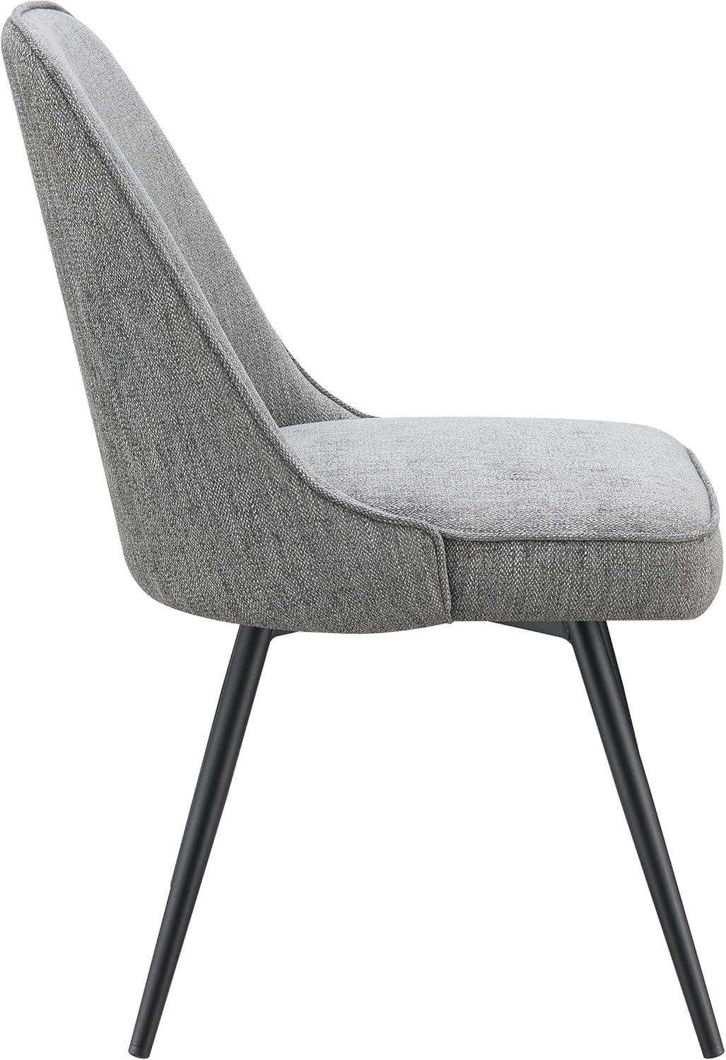 Charcoal Herringbone Fabric Swivel Chair with Metal Legs