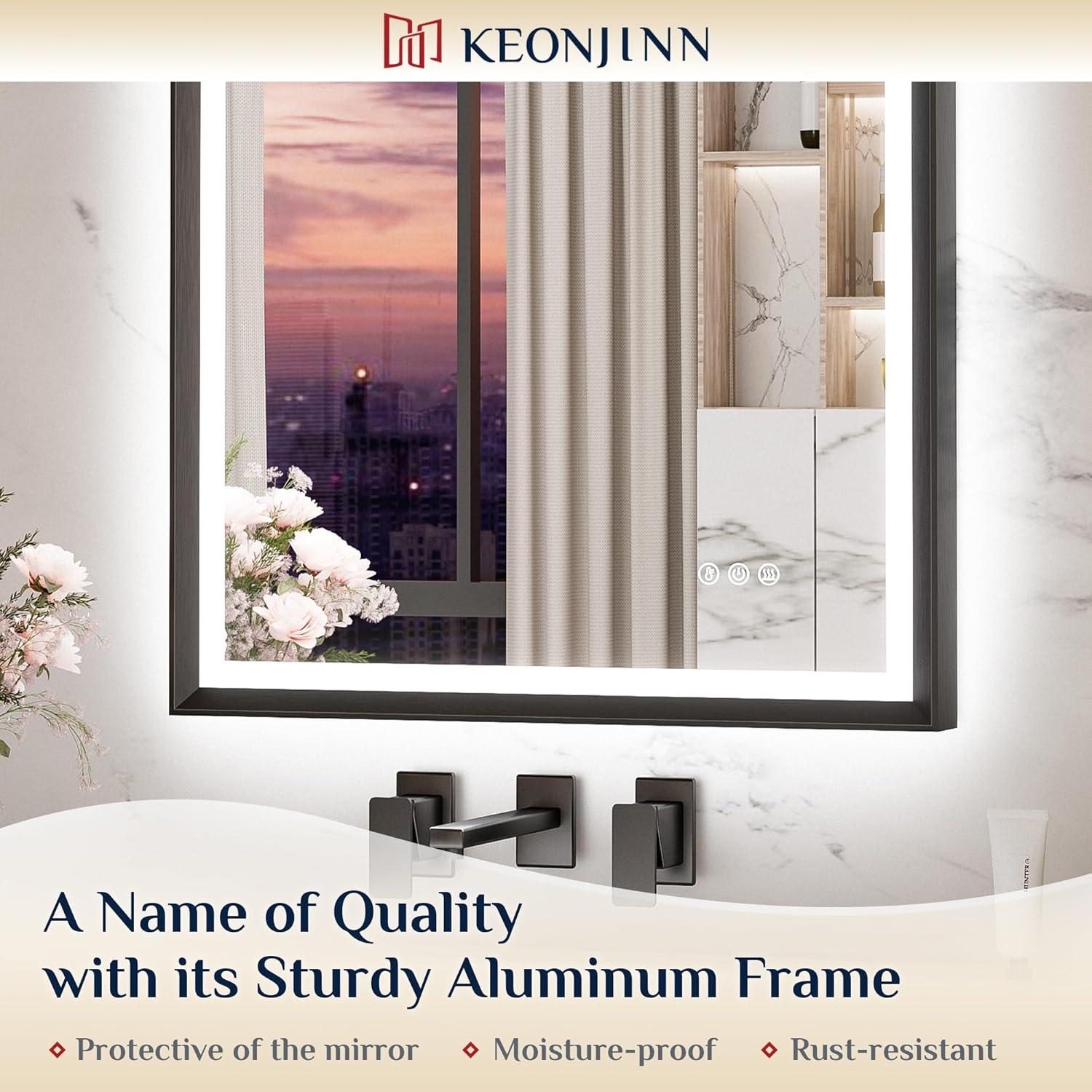 Ivy Bronx Keonjinn 40 X 24 In LED Bathroom Mirror With Lights, Adjustable 3 Color Lights, LED Vanity Mirror, Wall Mounted Anti-Fog Dimmable Mirror, UL Listed LED Driver, HD Tempered Glass(Horizontal/Vertical)