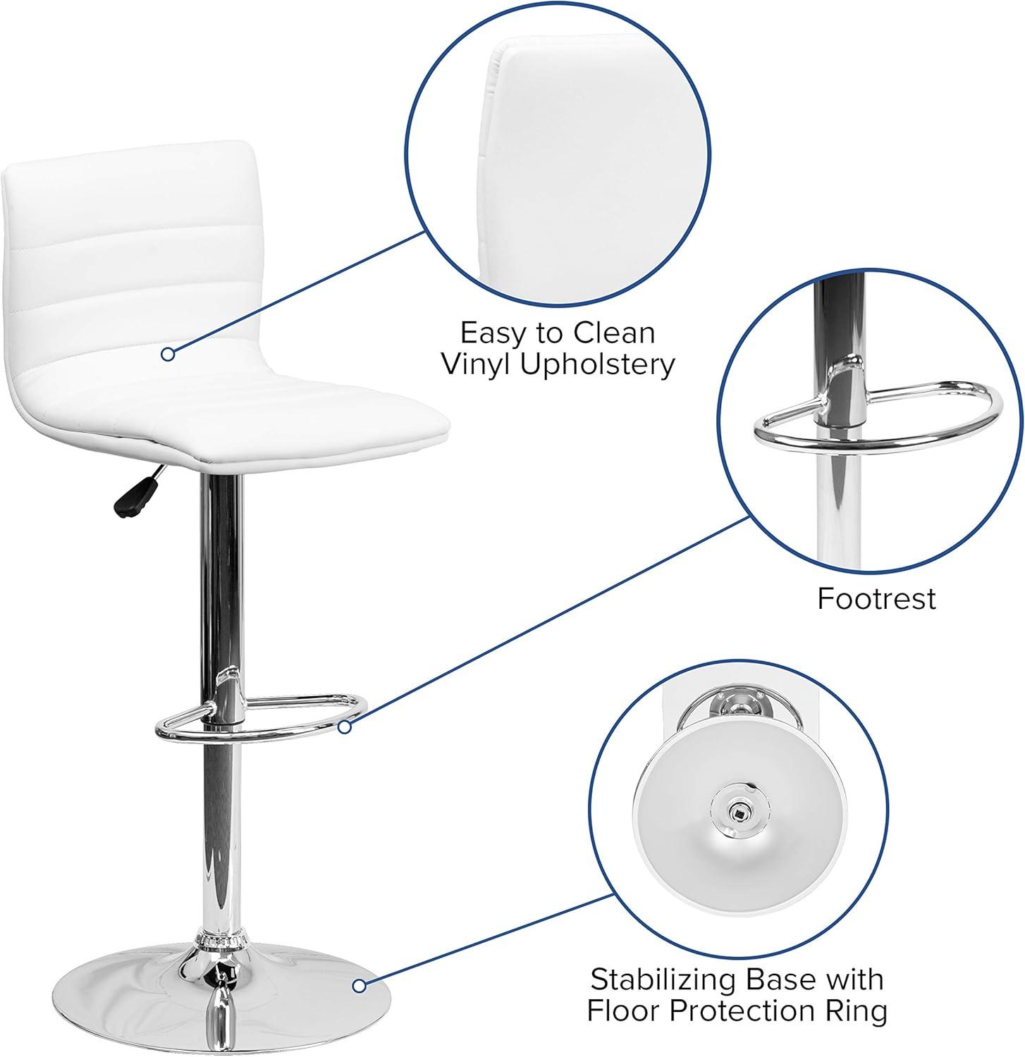 Flash Furniture Modern Vinyl Adjustable Height Barstool with Horizontal Stitch Back