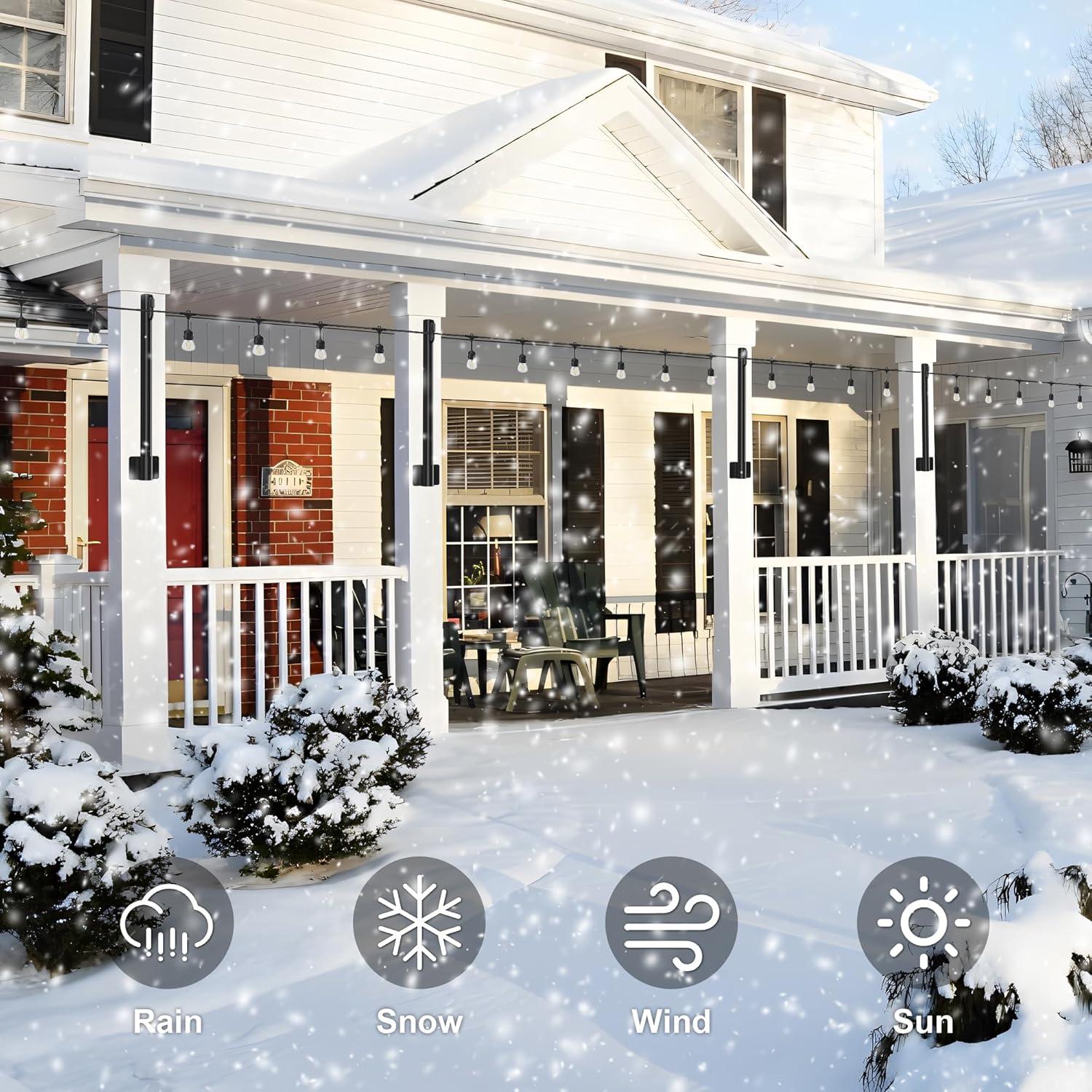 Suchtale 2 Pack 2.8 FT String Light Poles, Suspension Outdoor Fence Post Lights with Clip and Bracket SL-007-WF