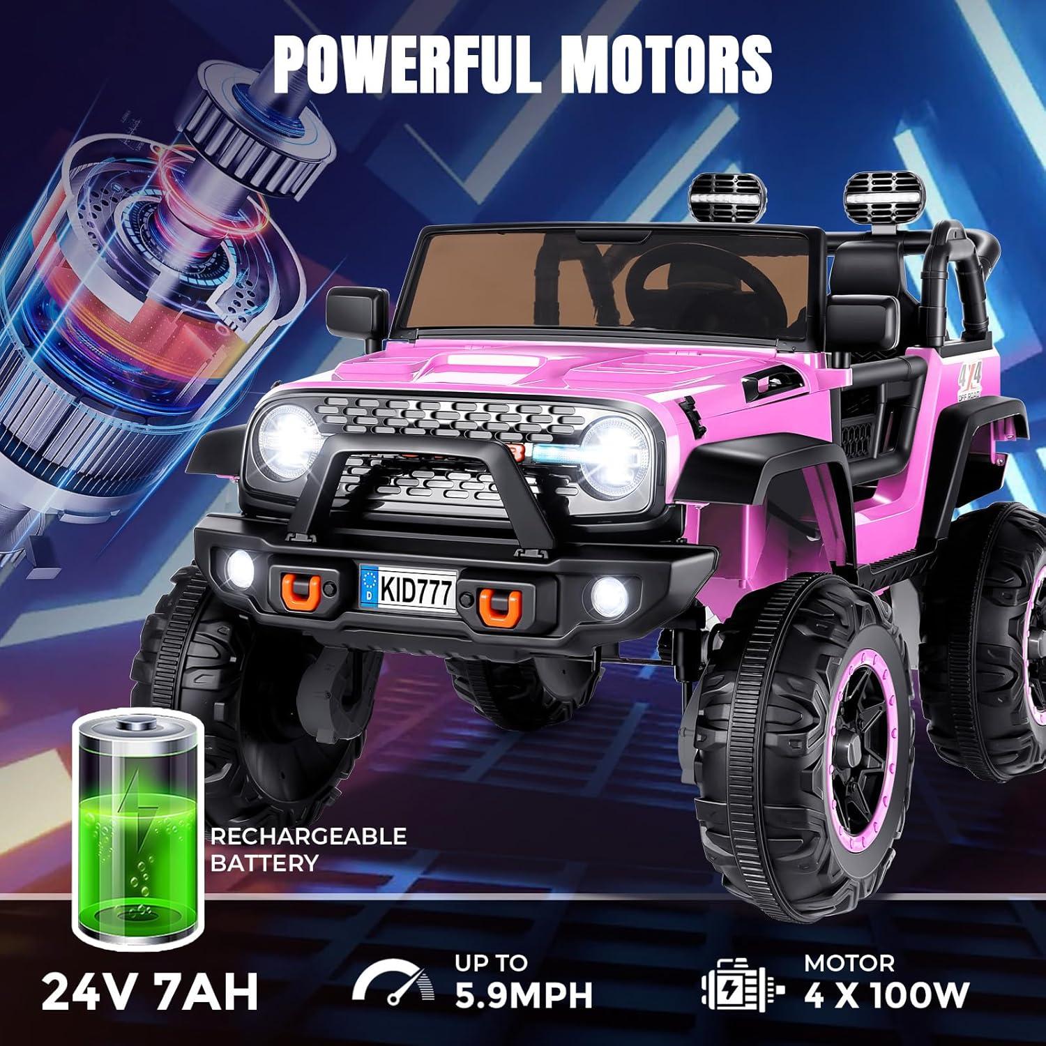 24V Pink 2-Seater Kids Ride-On SUV with Remote Control