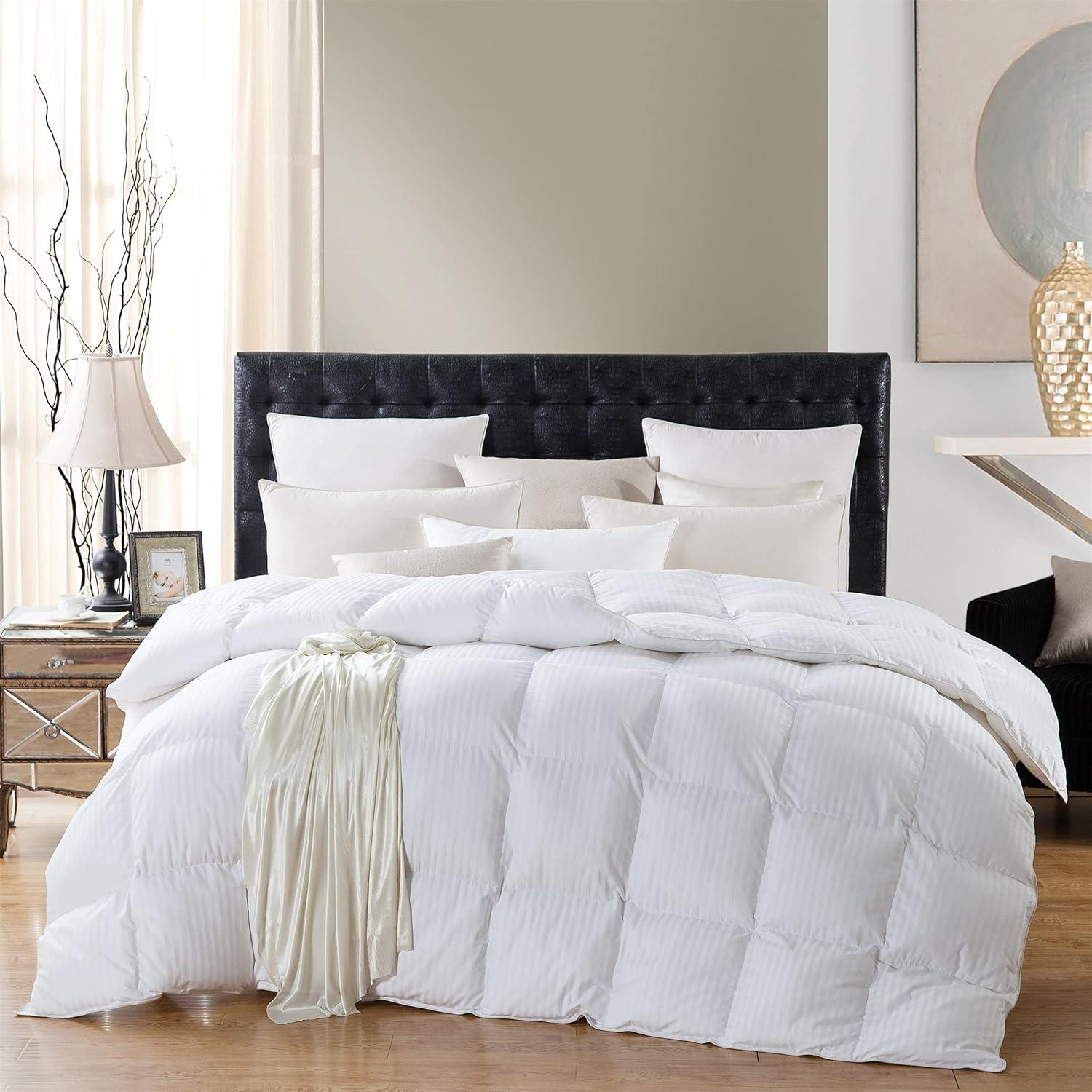 Luxurious King White Cotton Goose Down Comforter