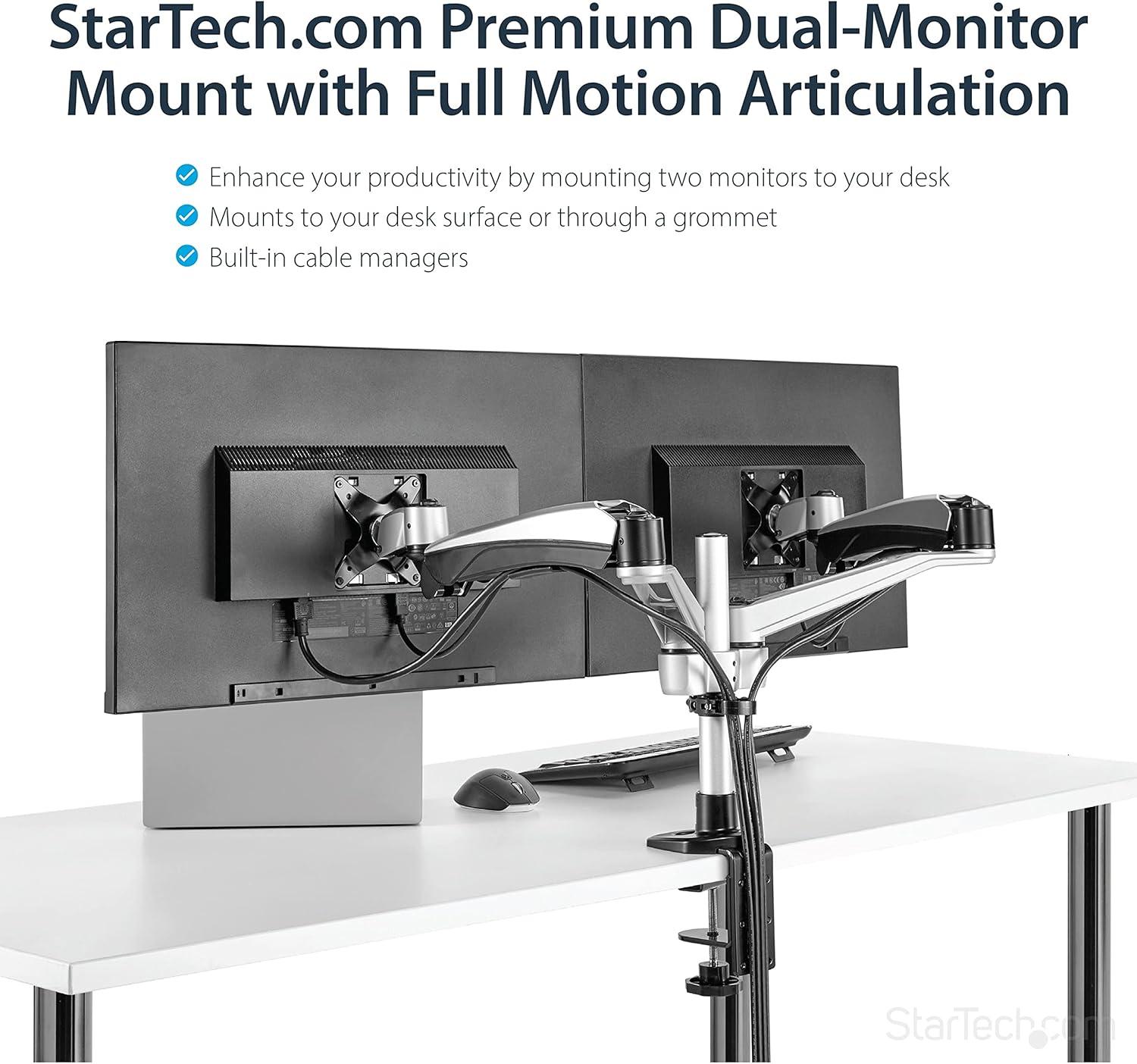 StarTech Dual Monitor Mount with Full-Motion Arms - Stackable