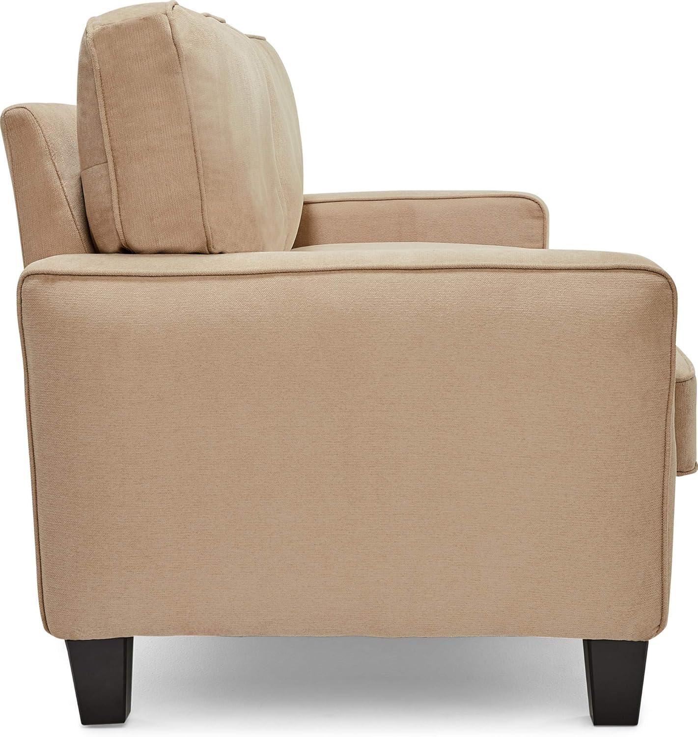 Compact Beige Microfiber Sleeper Sofa with Removable Cushions