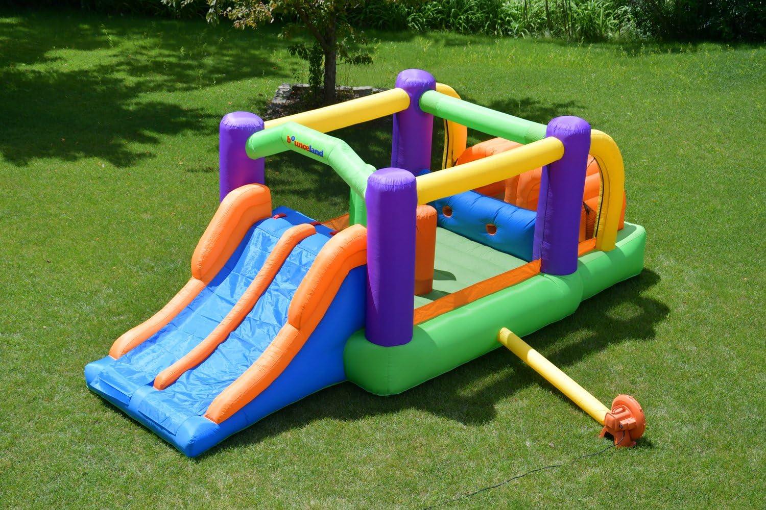 Colorful Inflatable Obstacle Course Bounce House with Slide