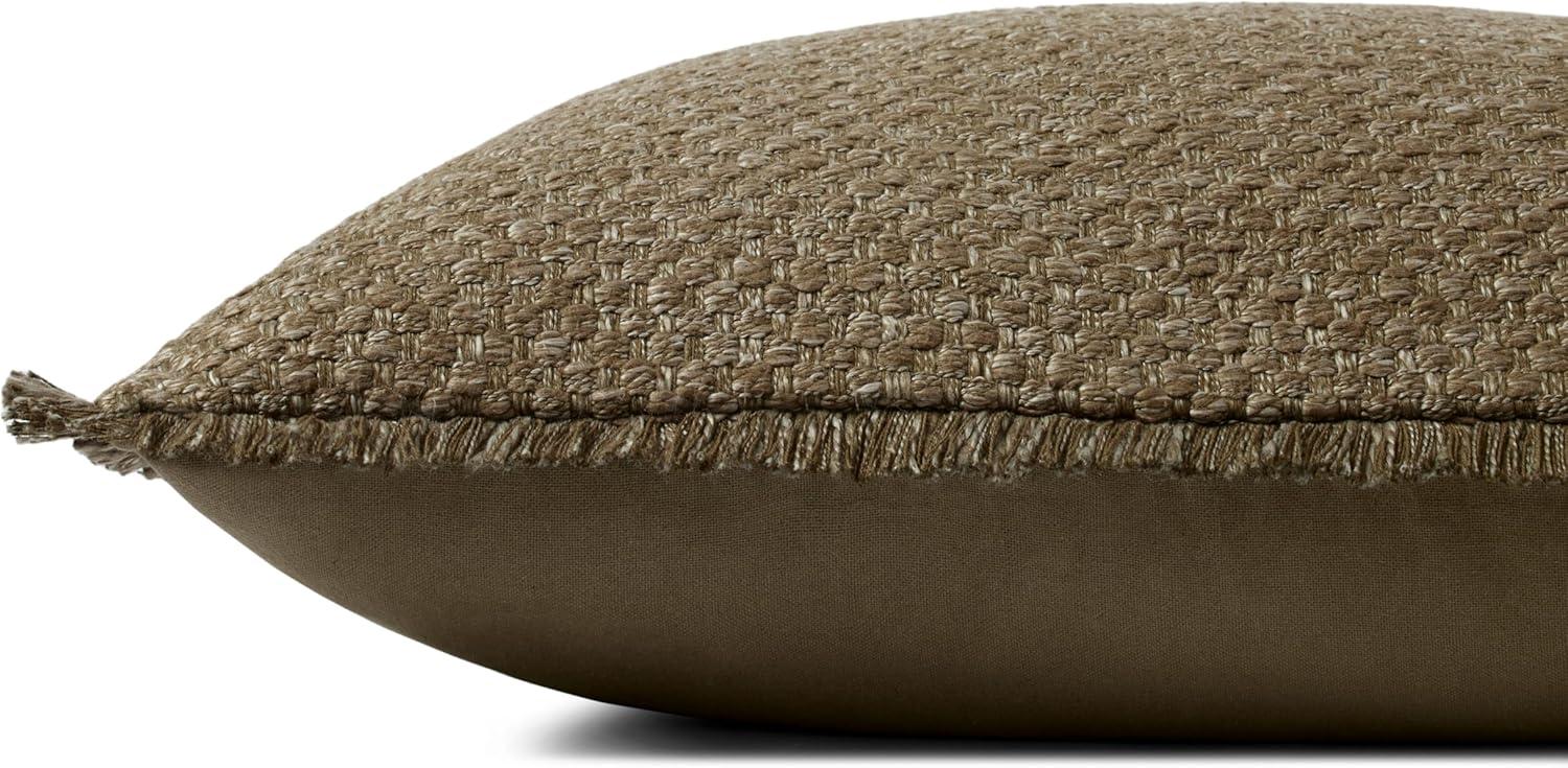 Olive Green 22'' x 22'' Cotton Blend Fringe Pillow