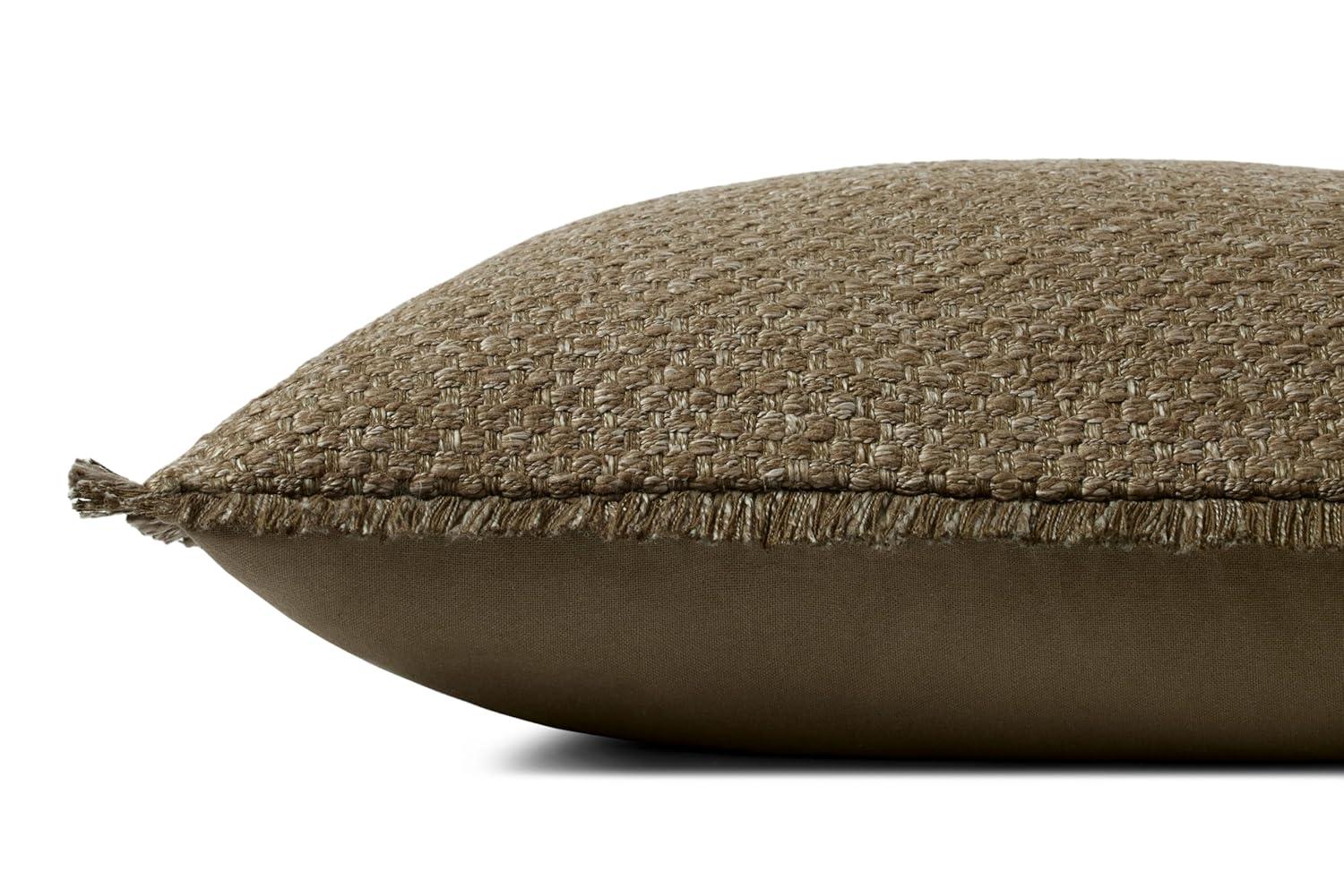 Olive Textured Cotton Blend 22" x 22" Pillow Cover