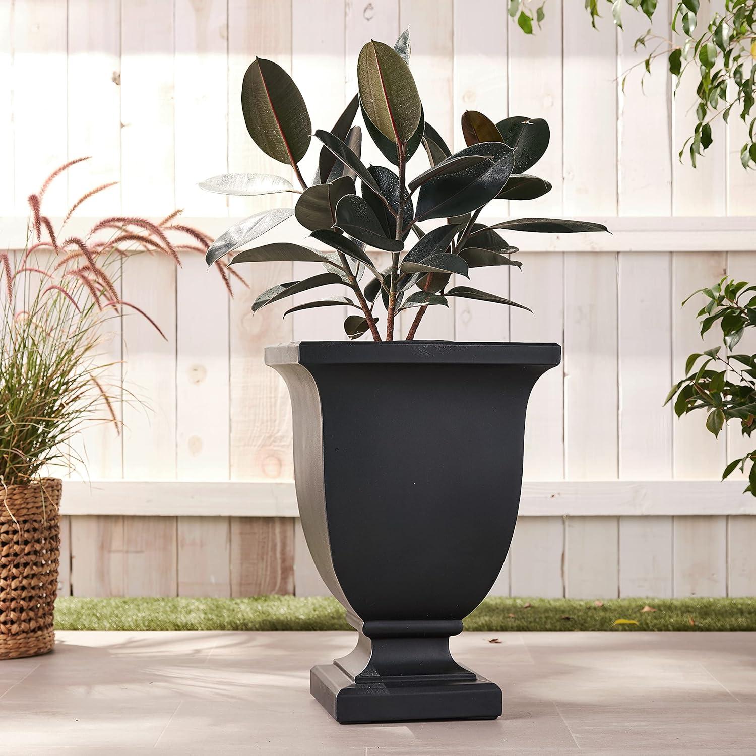 Mayne Augusta 18" x 18" x 26" Square Black Polyethylene Self-Watering Planter