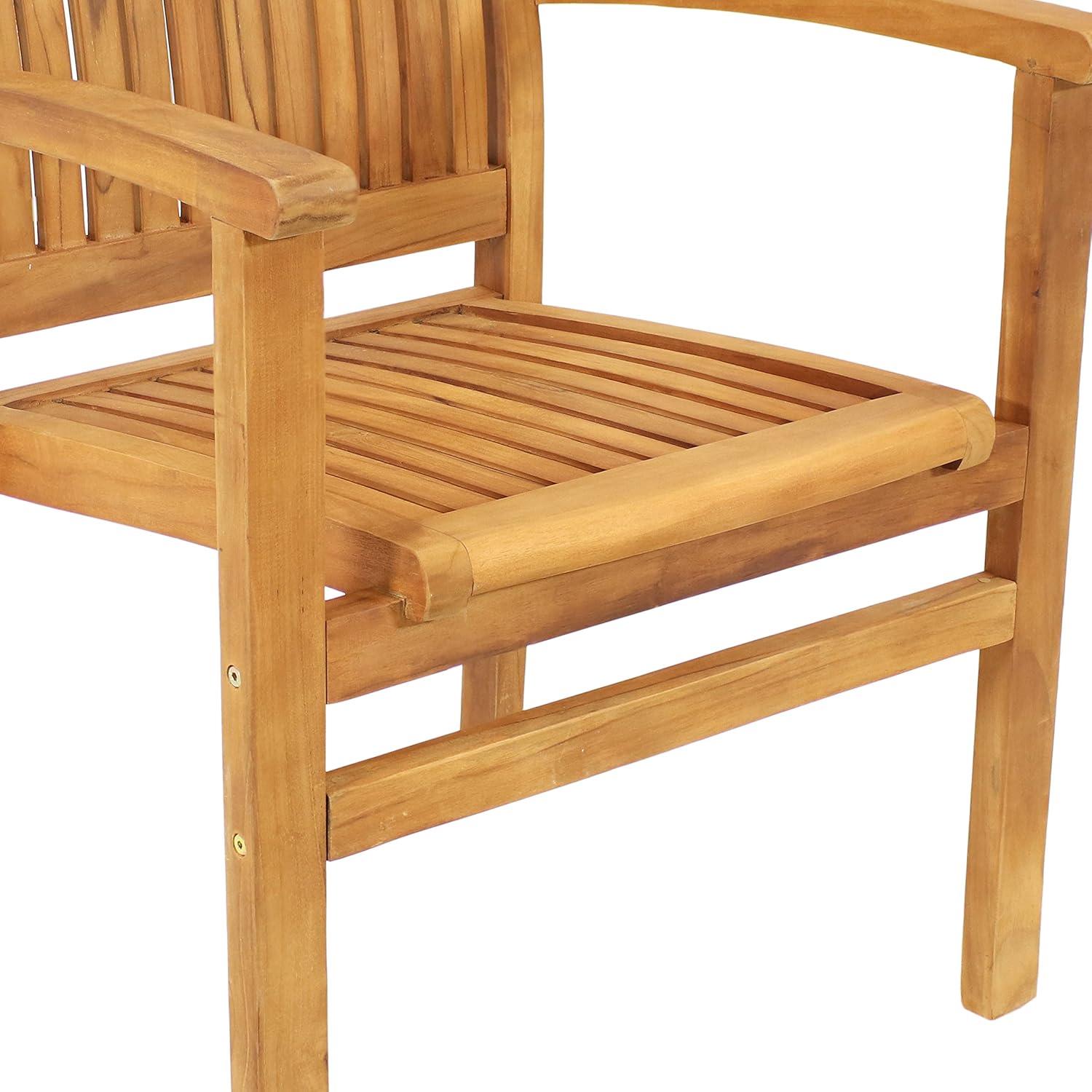 Datrion Teak Outdoor Stacking Dining Armchair (Set of 2)